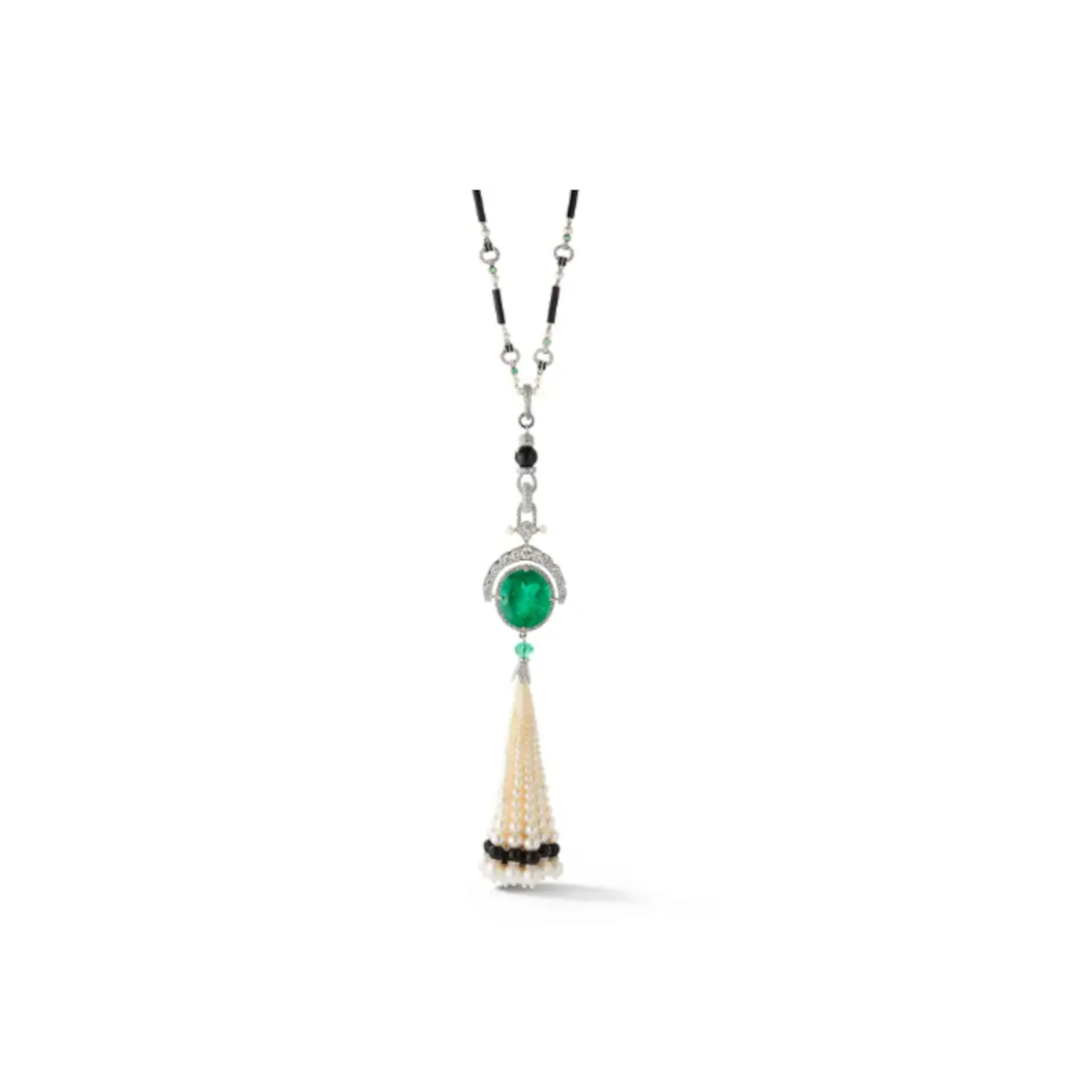 Important 21.70 Carat Colombian Emerald Tassel Sautoir Necklace - Image 4