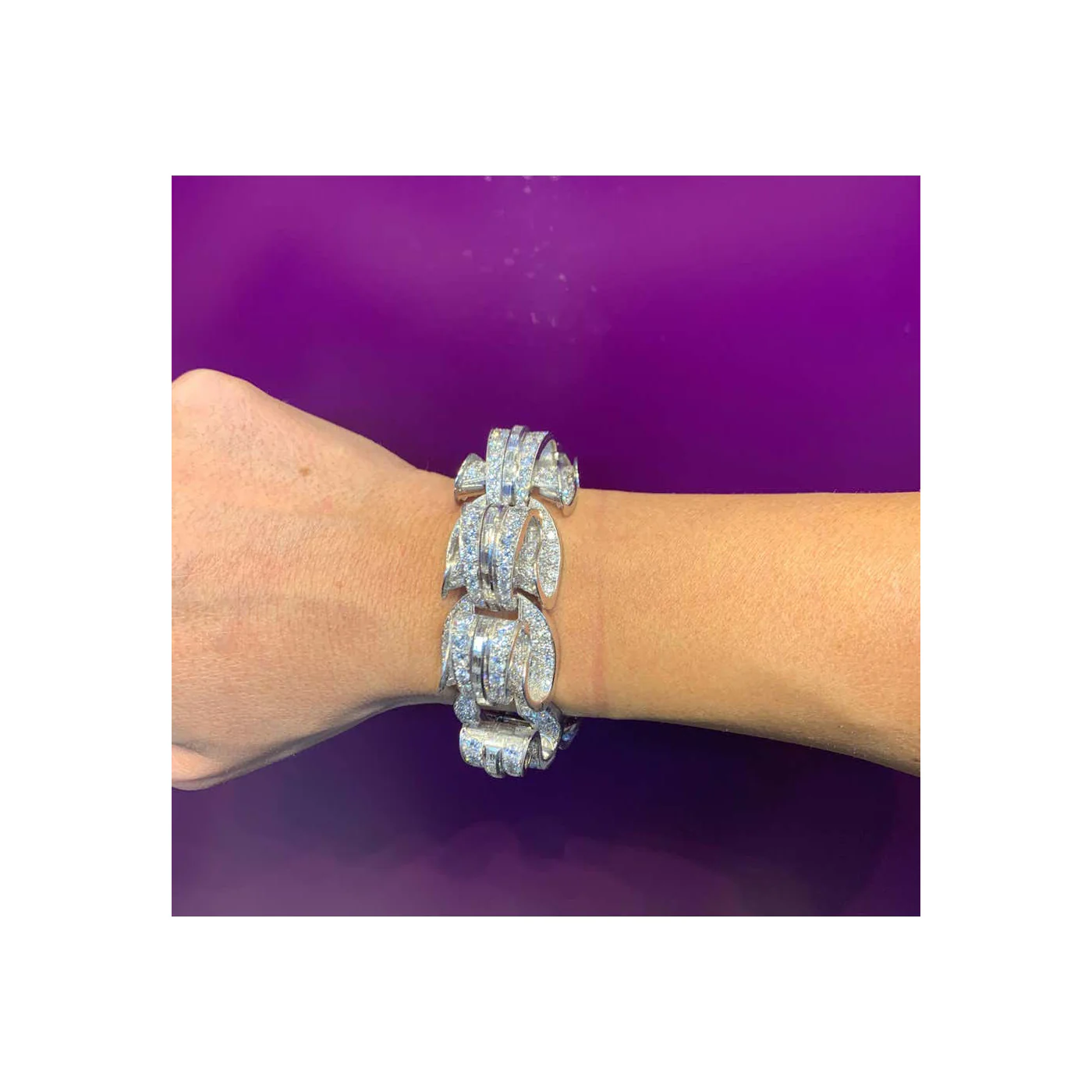 Incredible Geometric Art Deco Diamond Bracelet - Image 3