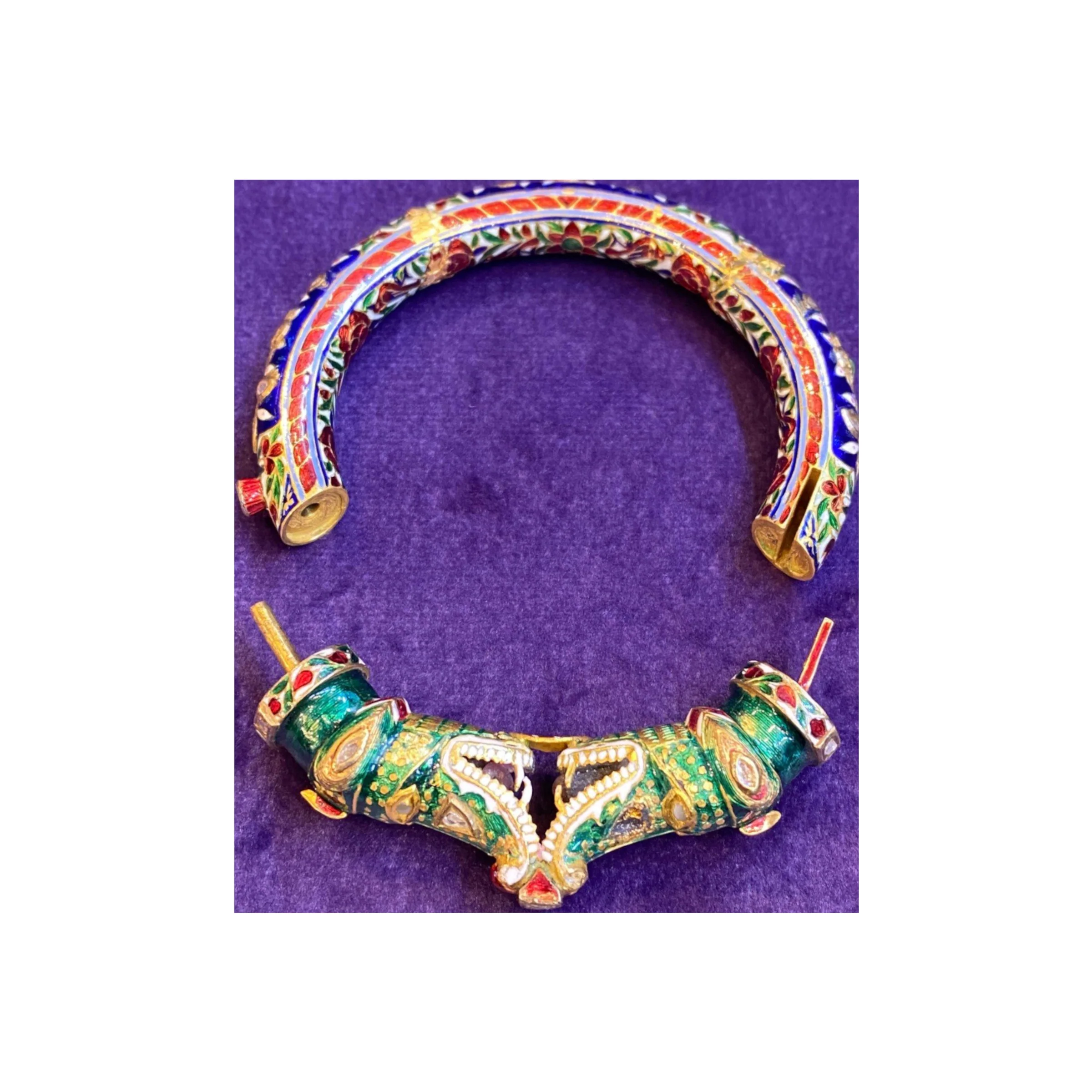 Indian Diamond and Enamel Bangle Bracelet - Image 3
