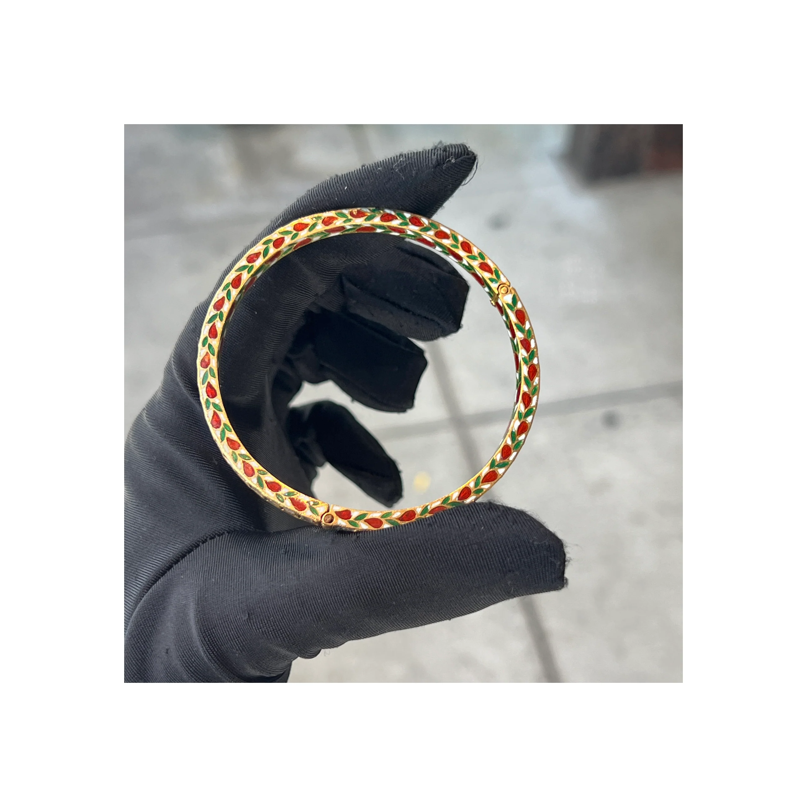 Indian Enamel and Diamond Bangle - Image 4