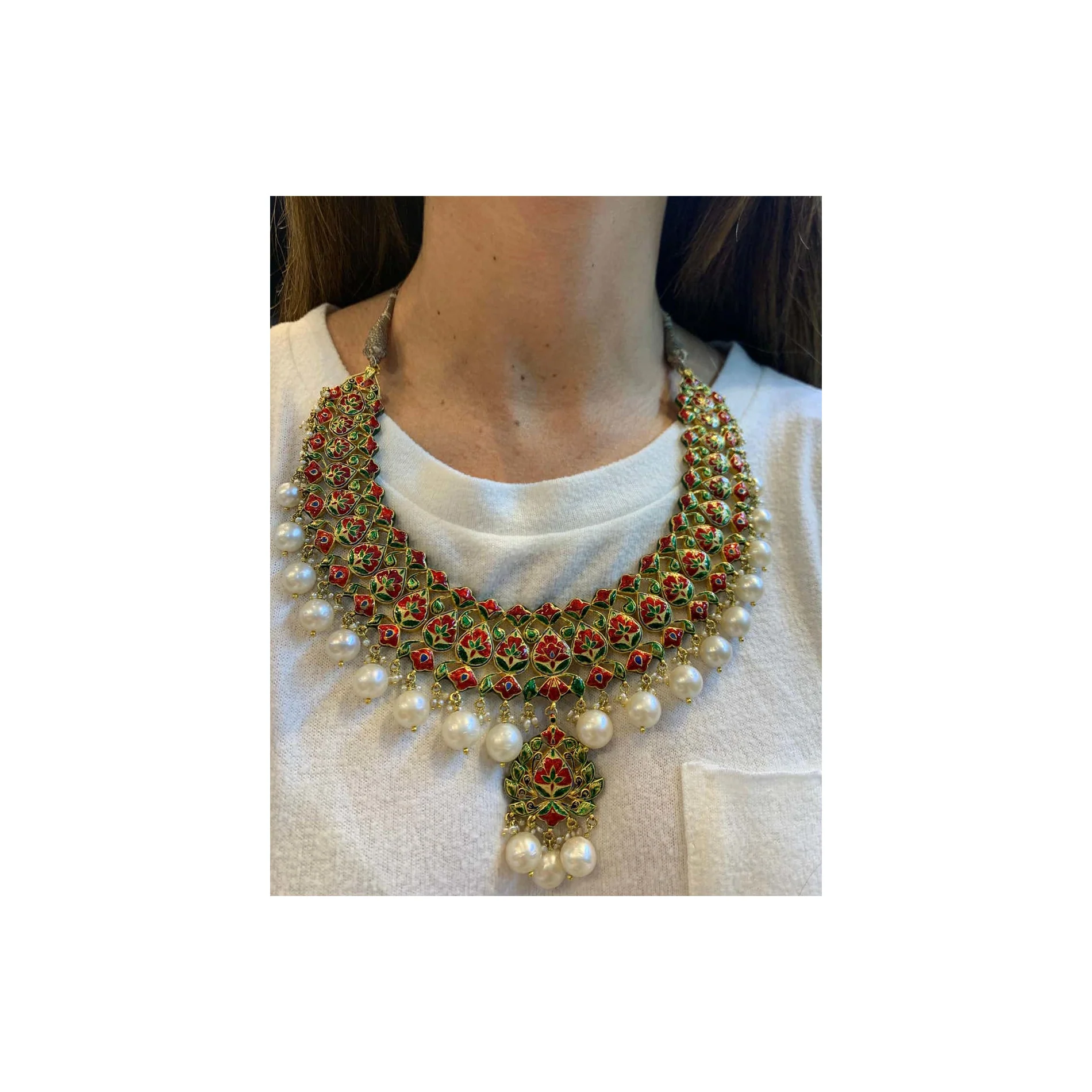 Indian Pearl and Diamond Necklace - Image 3