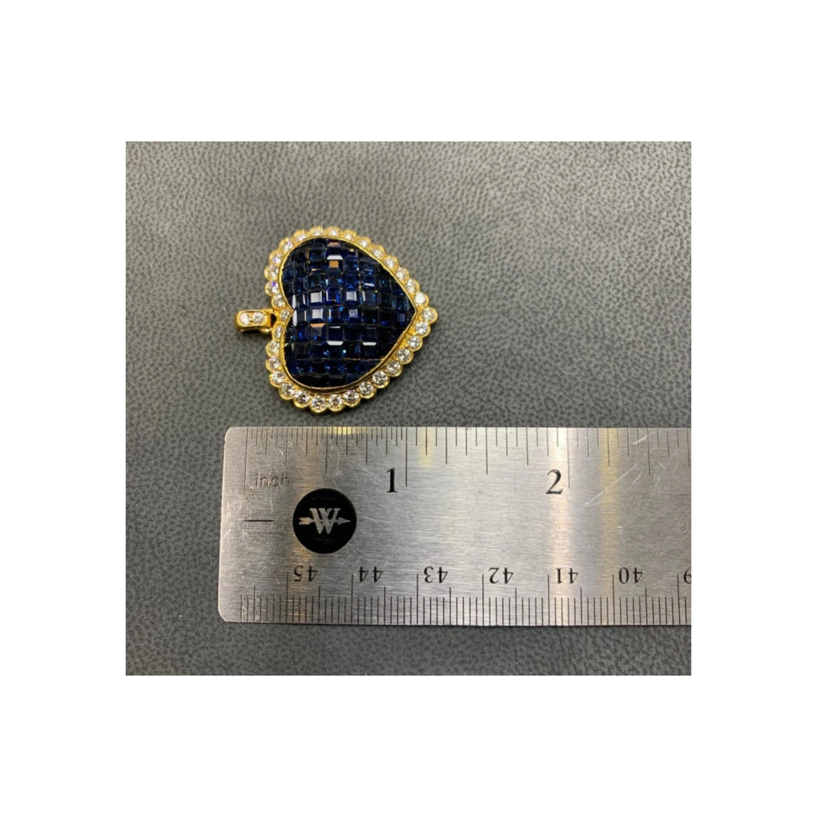 Invisible Set Sapphire & Diamond Heart Shape Pendant - Image 5