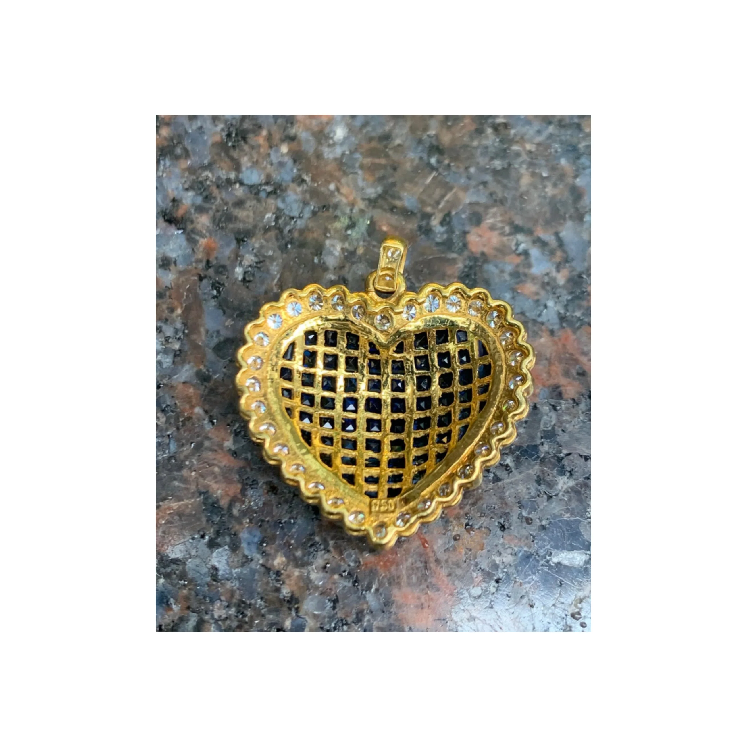 Invisible Set Sapphire & Diamond Heart Shape Pendant - Image 6