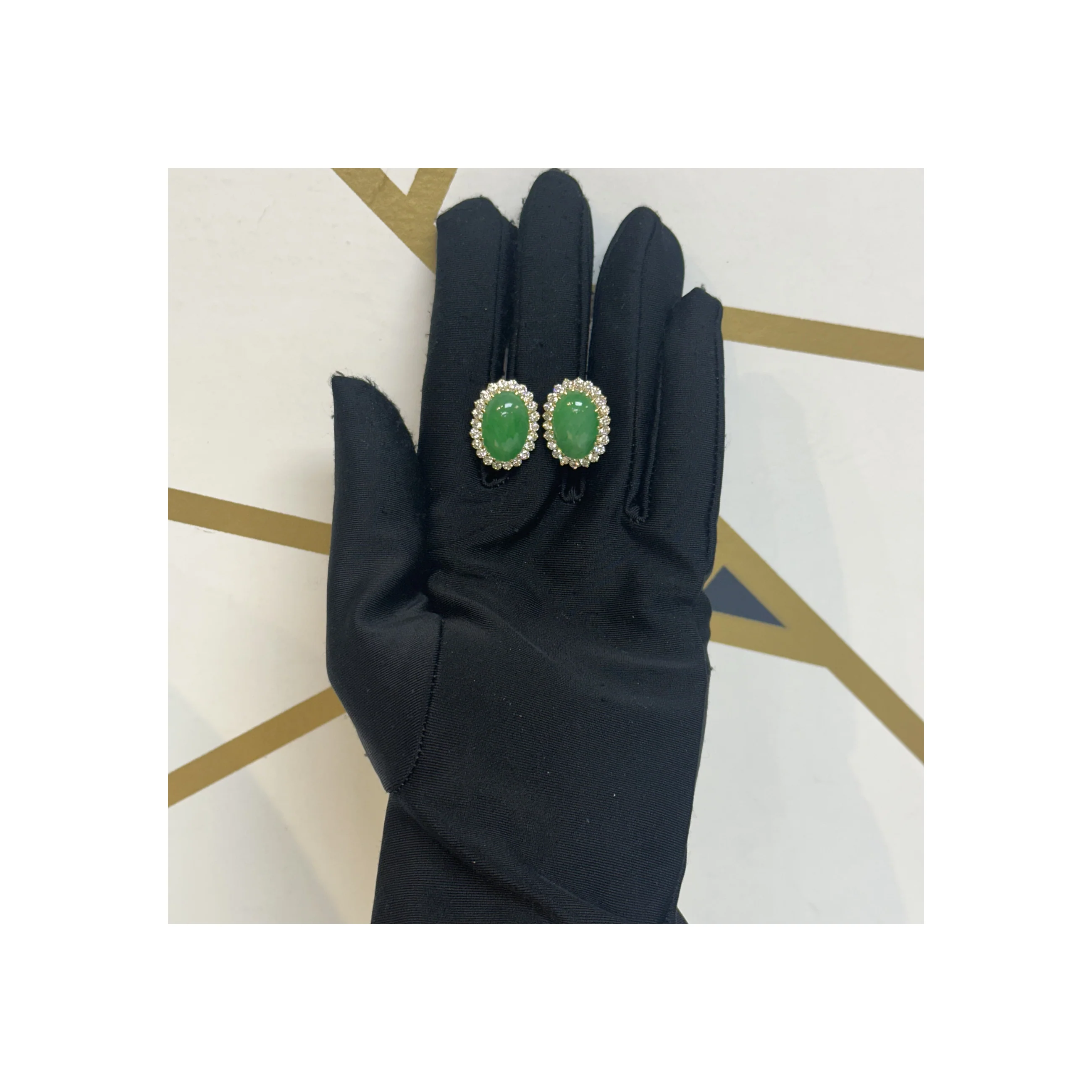 Jade And Diamond Earrings - Image 3