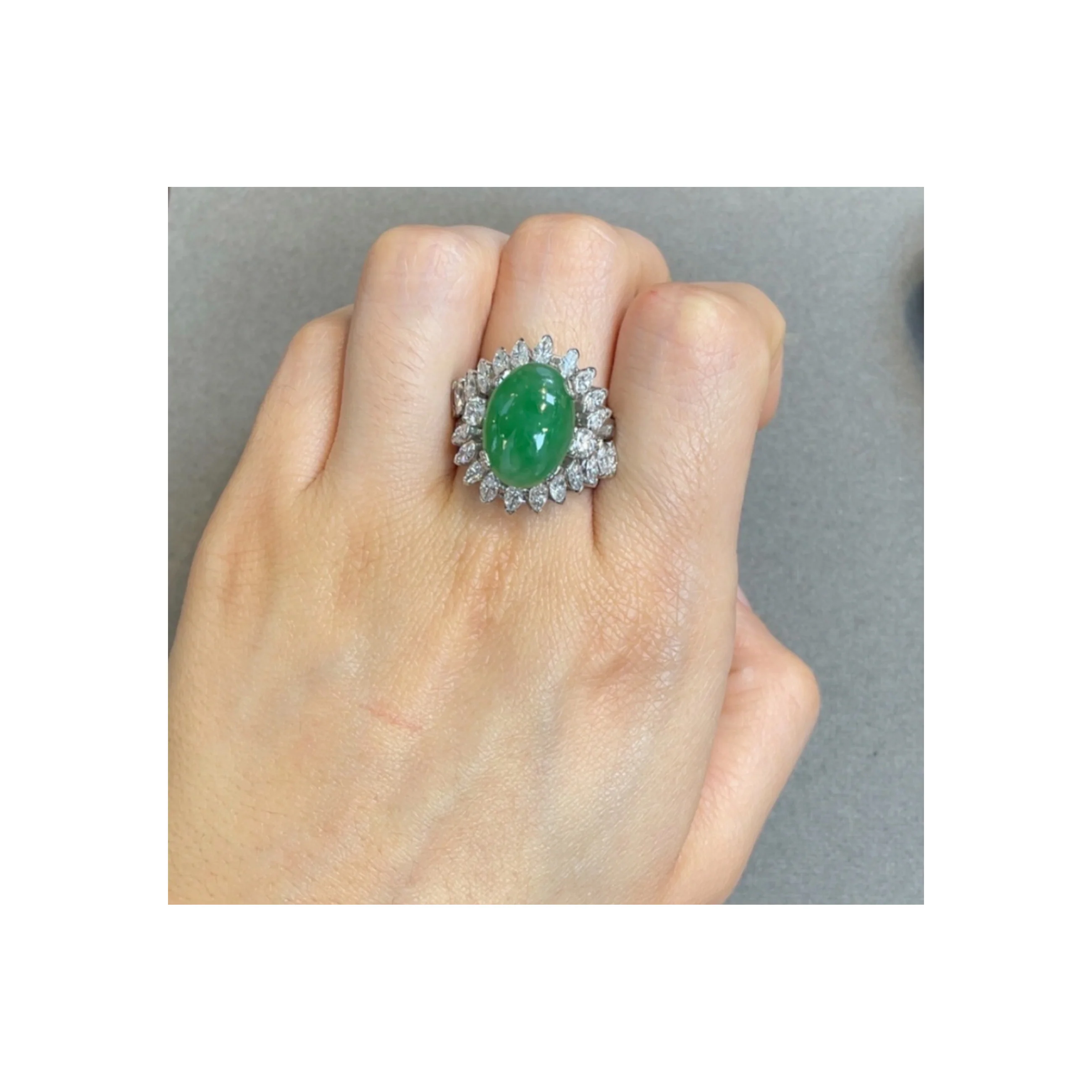 Jade and Diamond Ring - Image 2