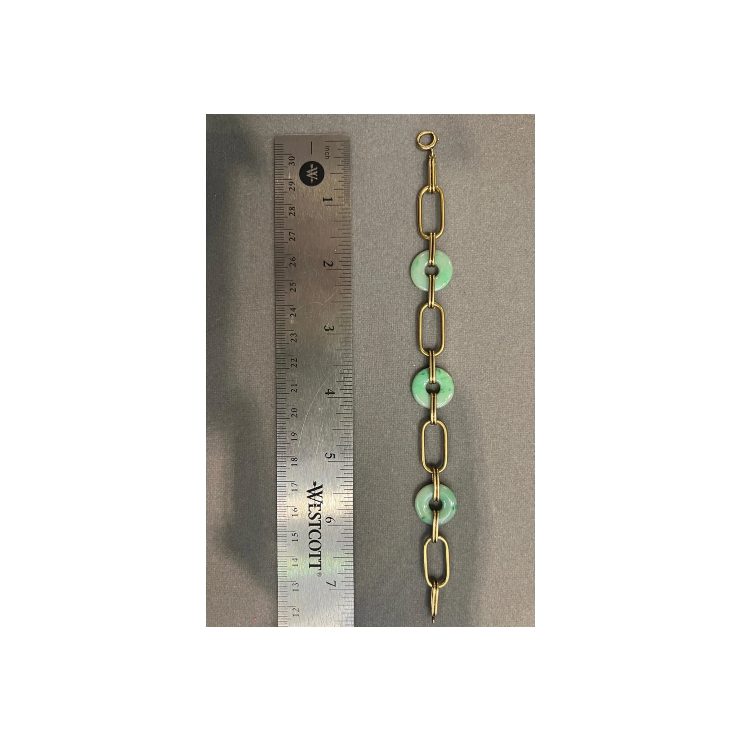 Jade Disc and Gold Link Bracelet - Image 4