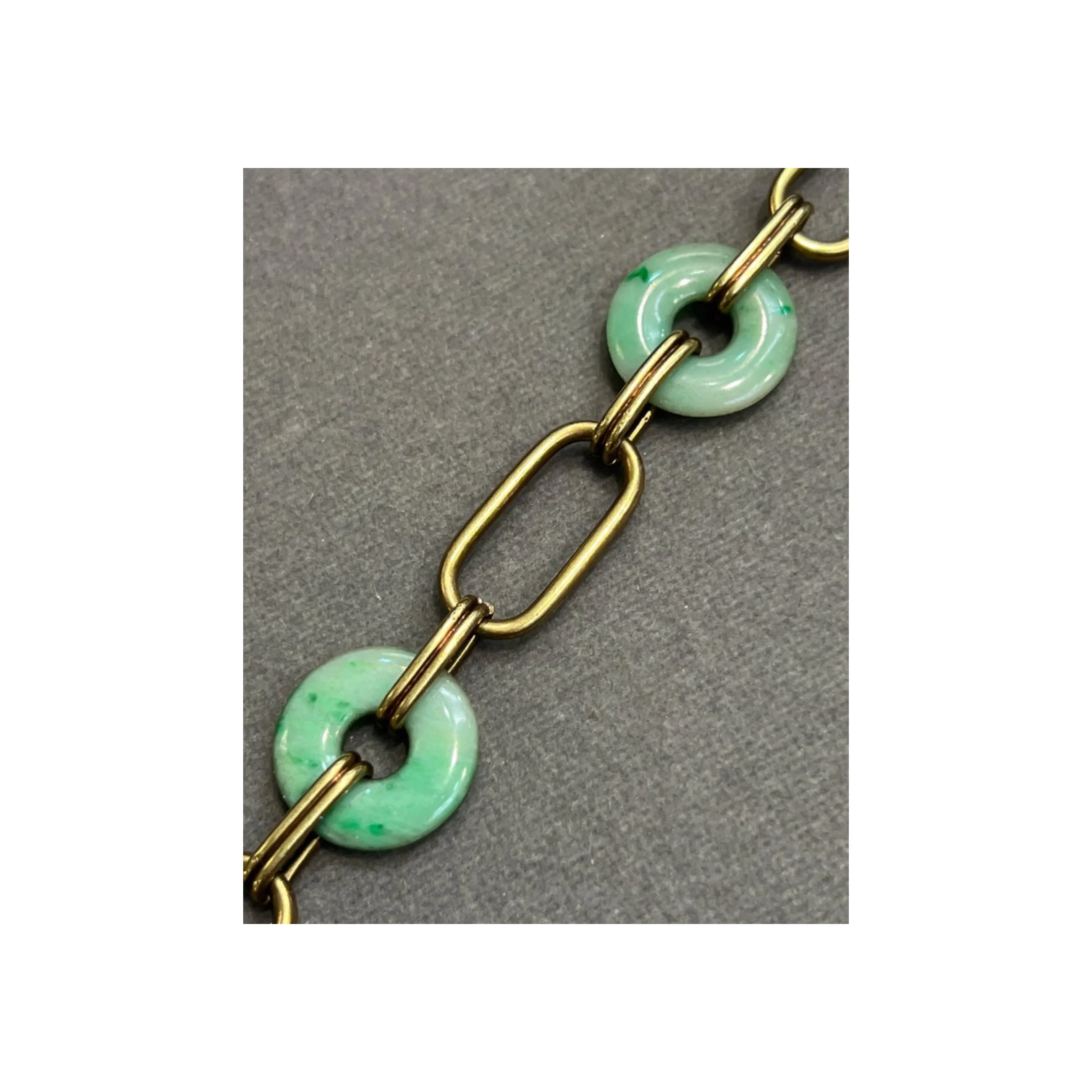 Jade Disc and Gold Link Bracelet - Image 6