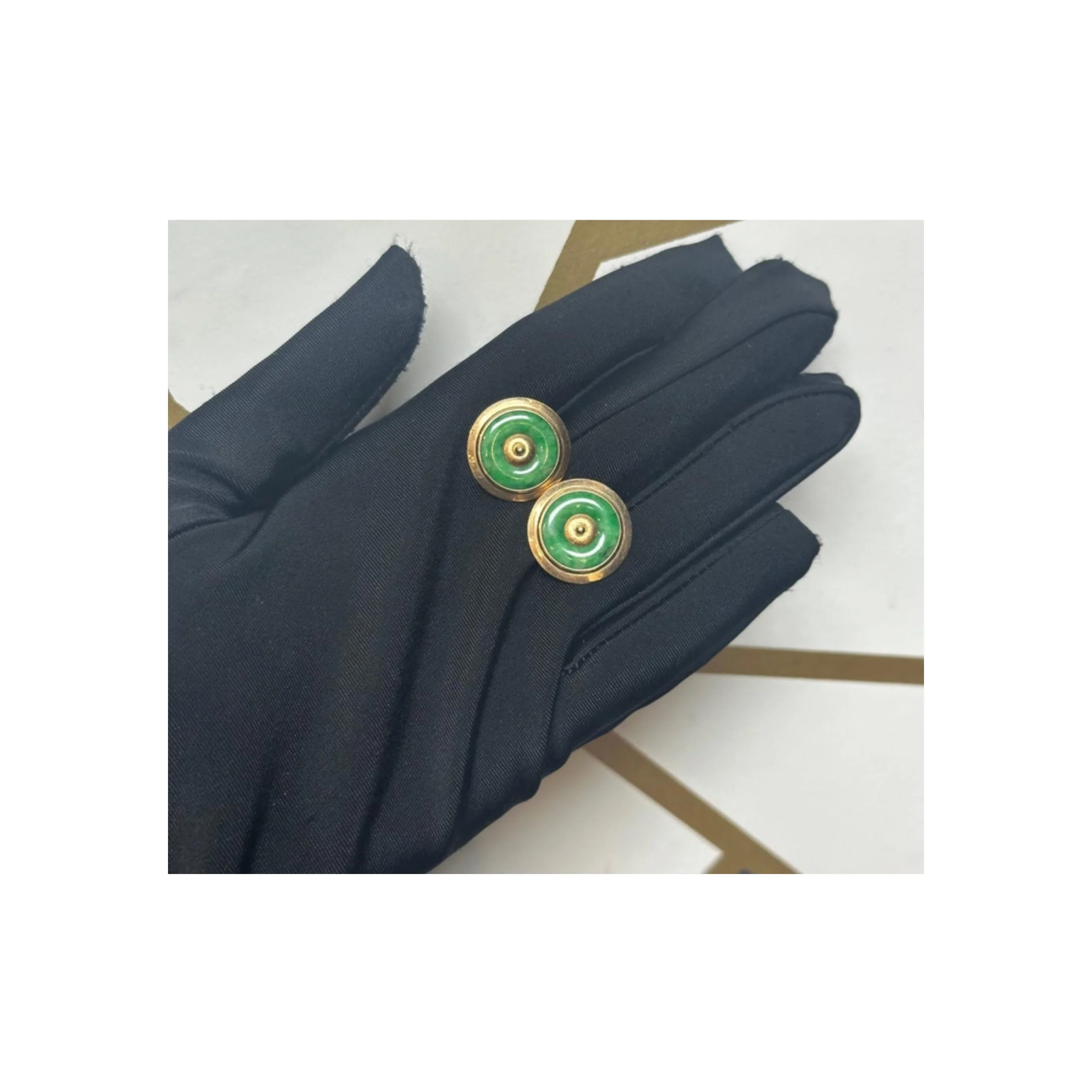 Jade Disc Cufflinks - Image 2