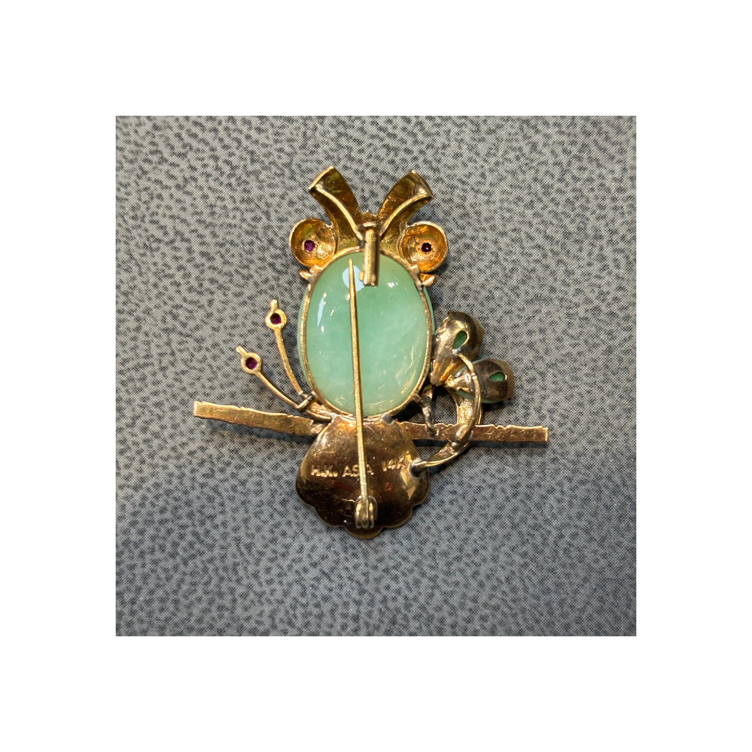Jade & Ruby Owl Brooch - Image 4