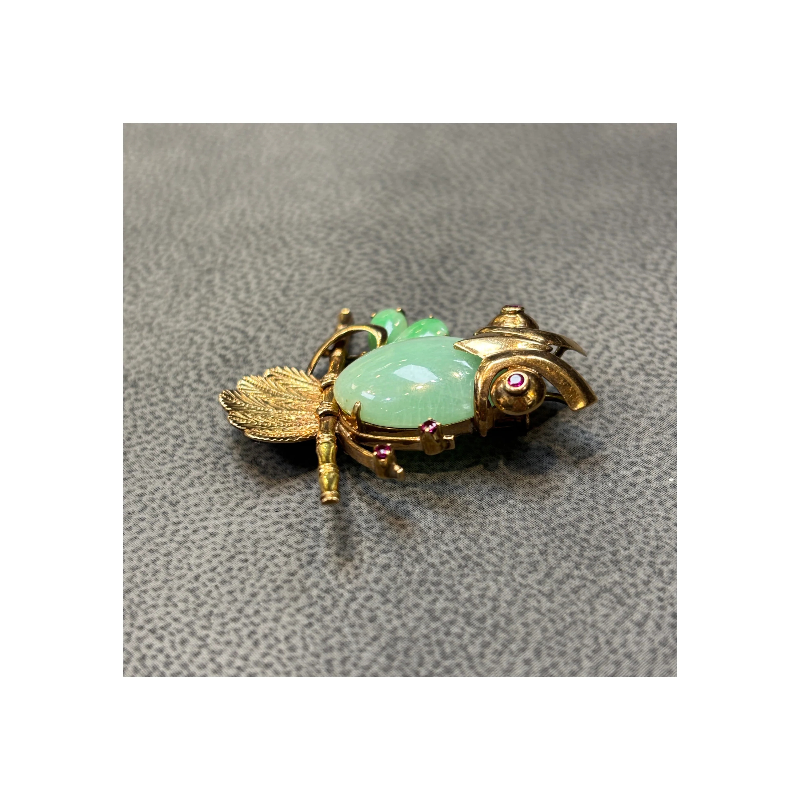 Jade & Ruby Owl Brooch - Image 6