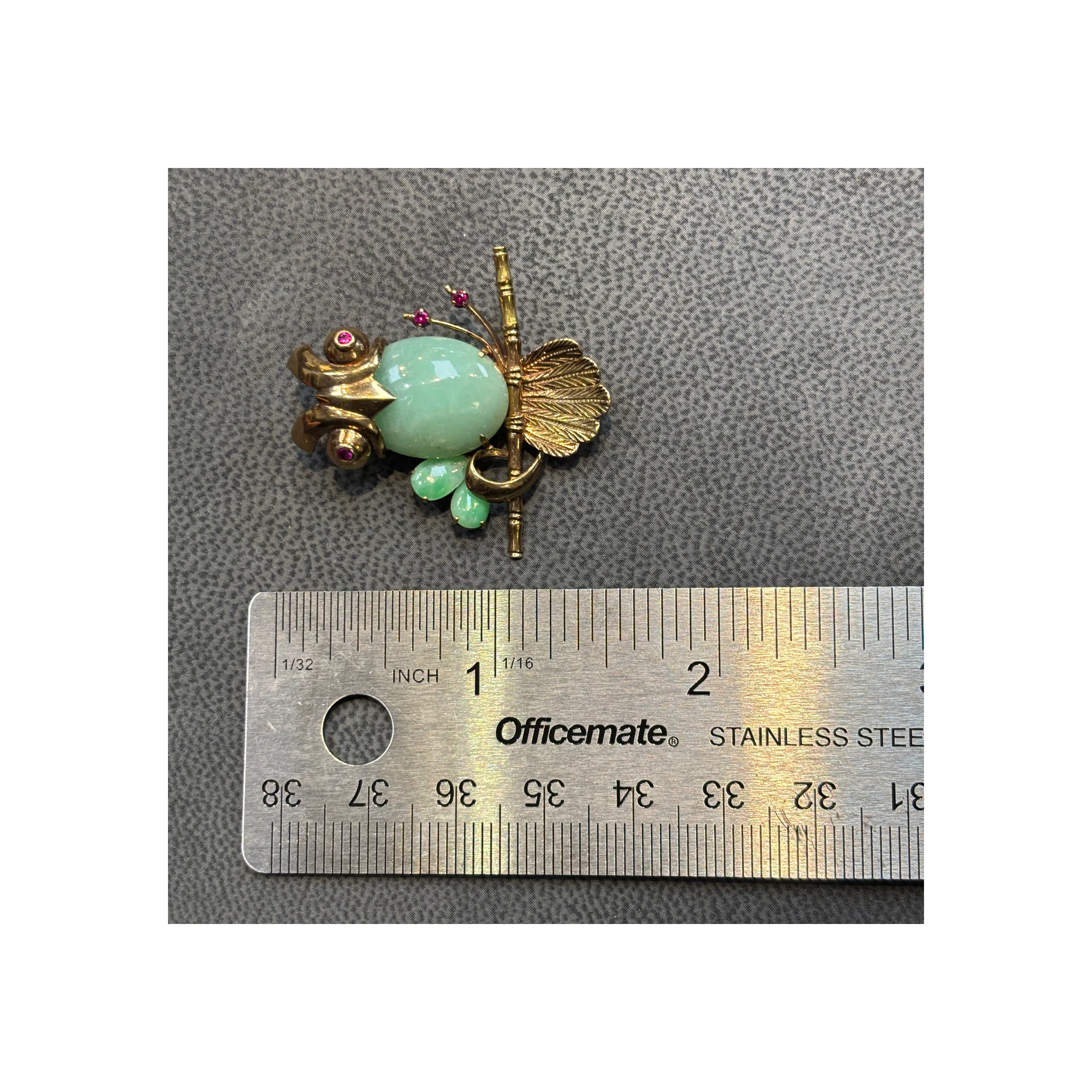 Jade & Ruby Owl Brooch - Image 8