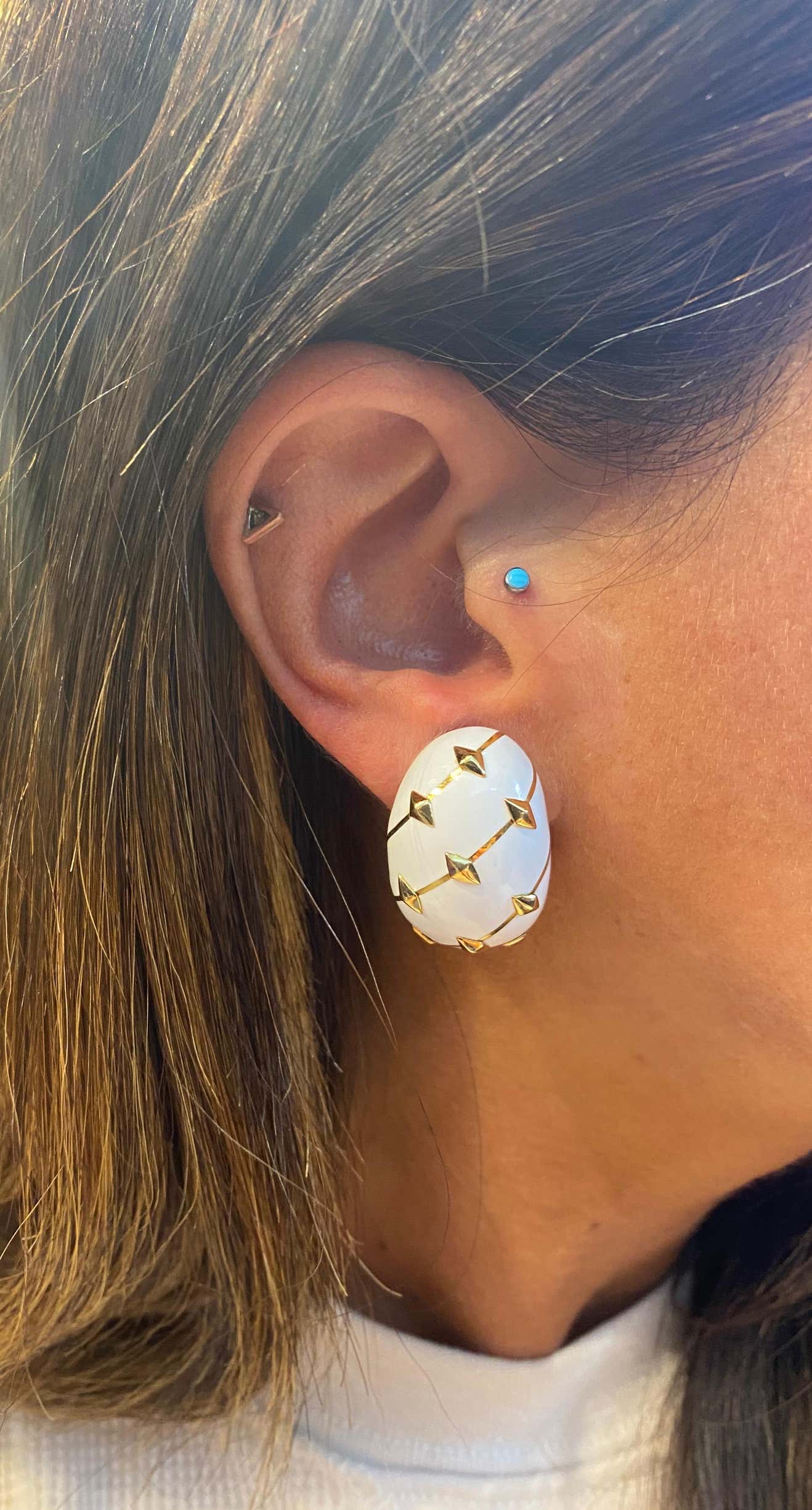 Jean Schlumberger for Tiffany & Co. White Enamel Earrings - Image 3