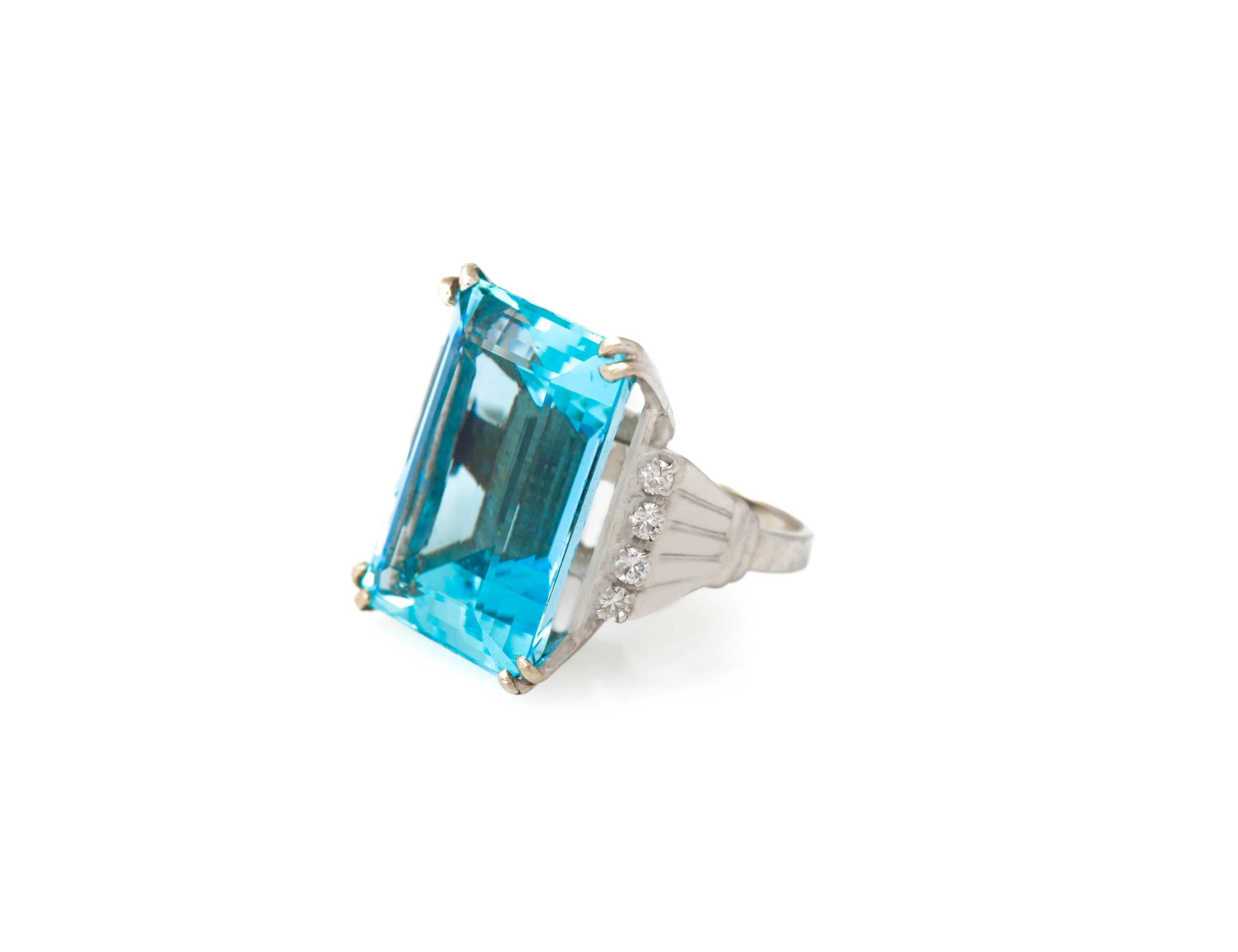Large Aquamarine & Diamond Ring