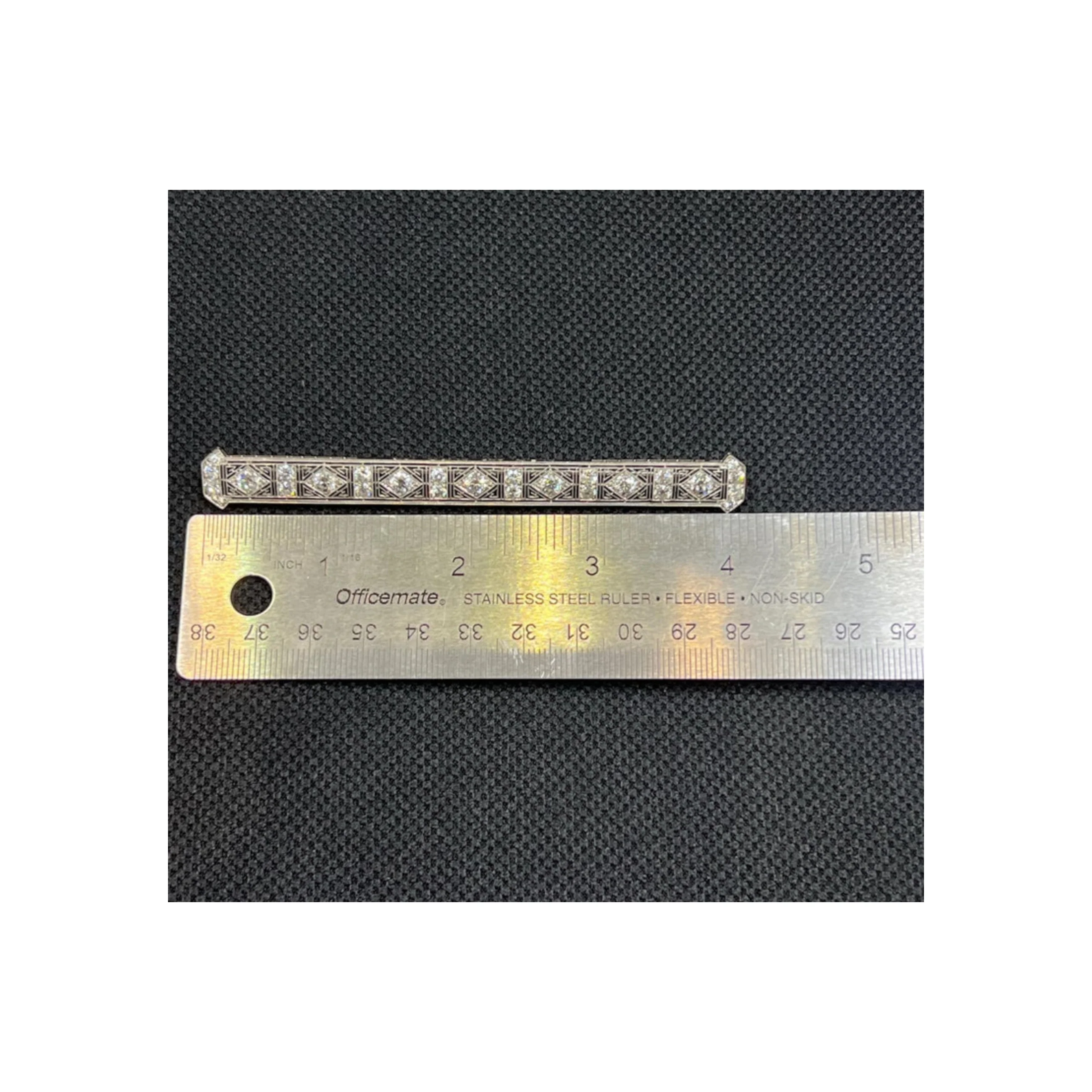 Large Art Deco Diamond Bar Brooch - Image 6