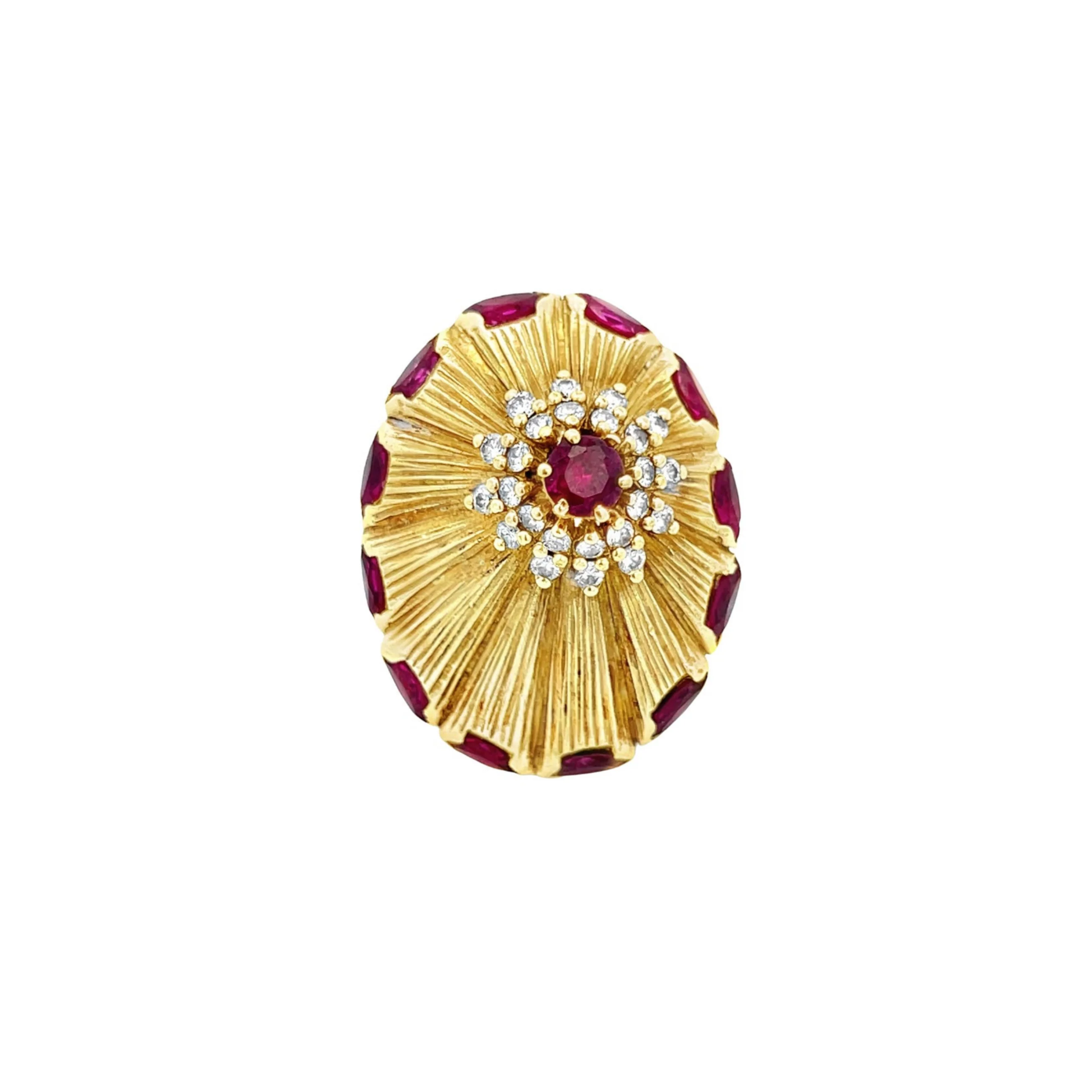 Large Ruby and Diamond Cocktail Ring