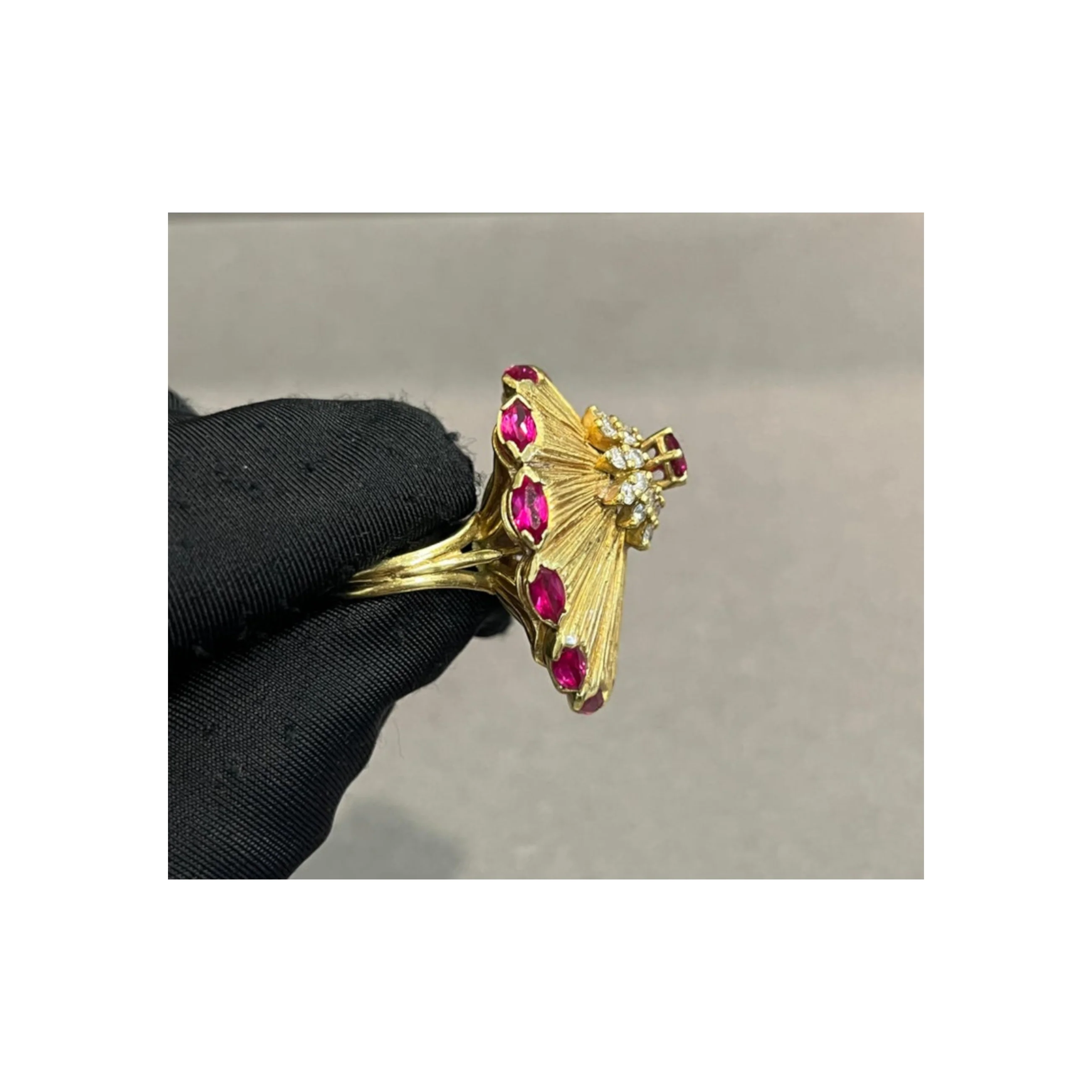 Large Ruby and Diamond Cocktail Ring - Image 3
