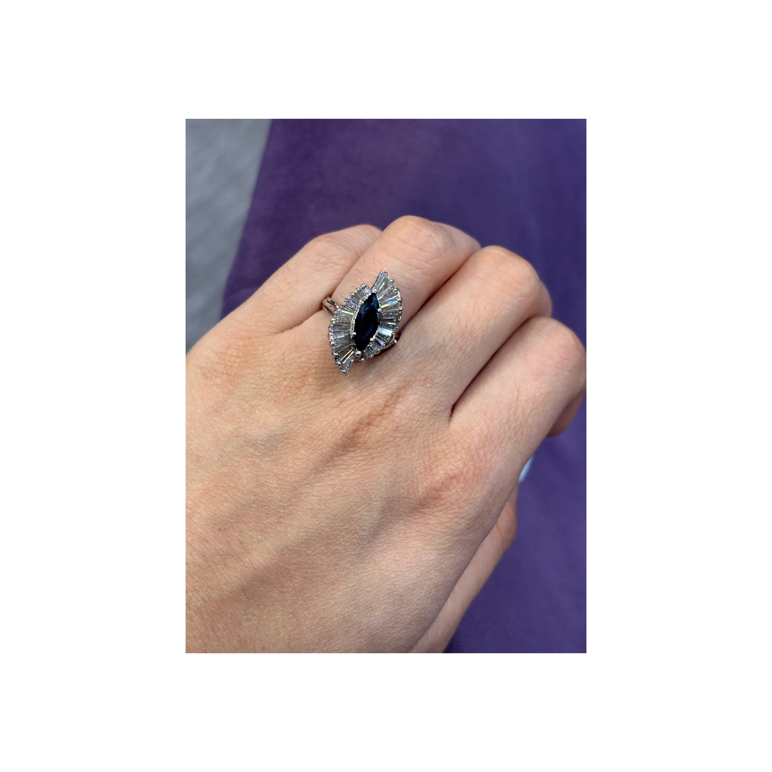 Marquise Sapphire Ballerina Ring - Image 2