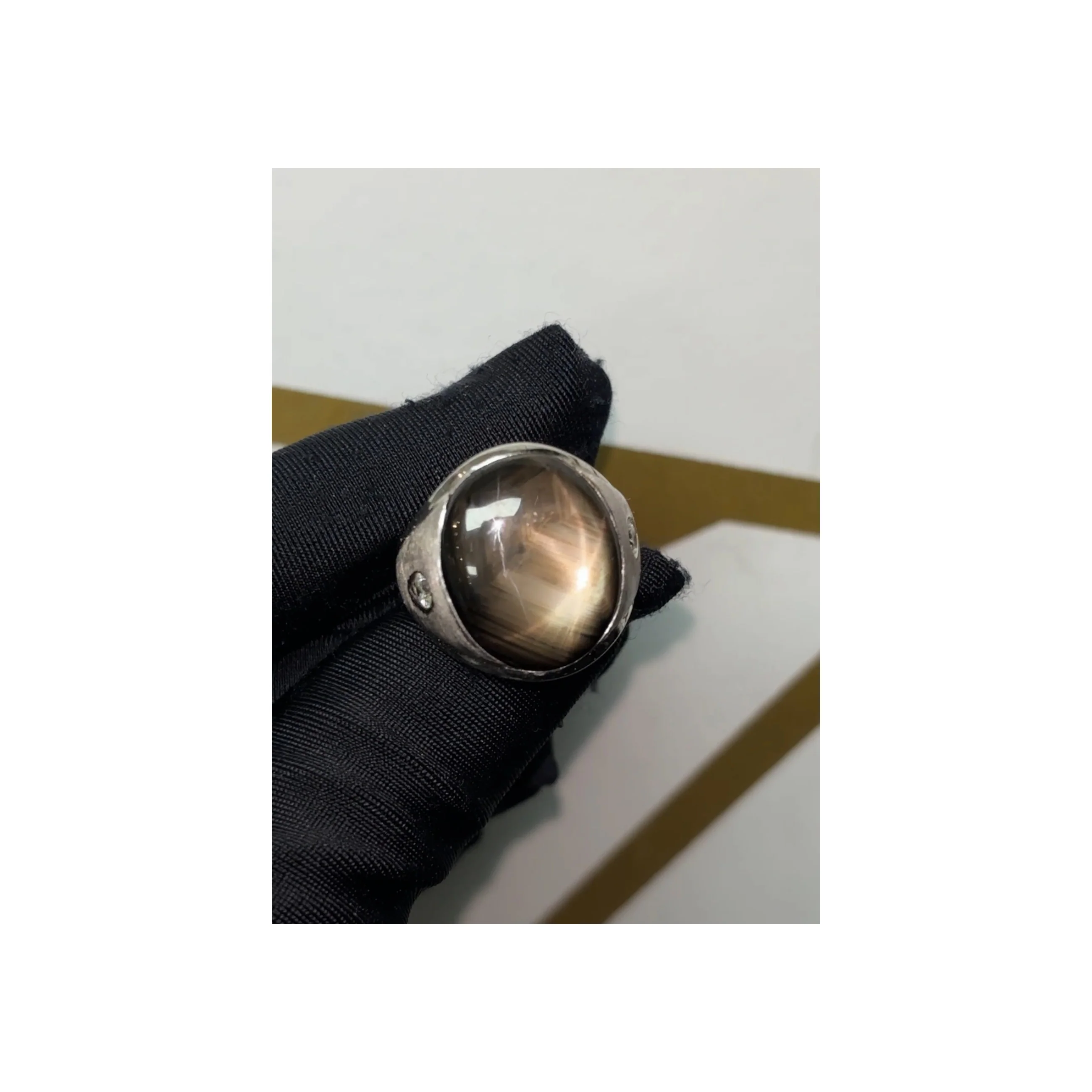 Men's Black Star Sapphire Ring - Image 5
