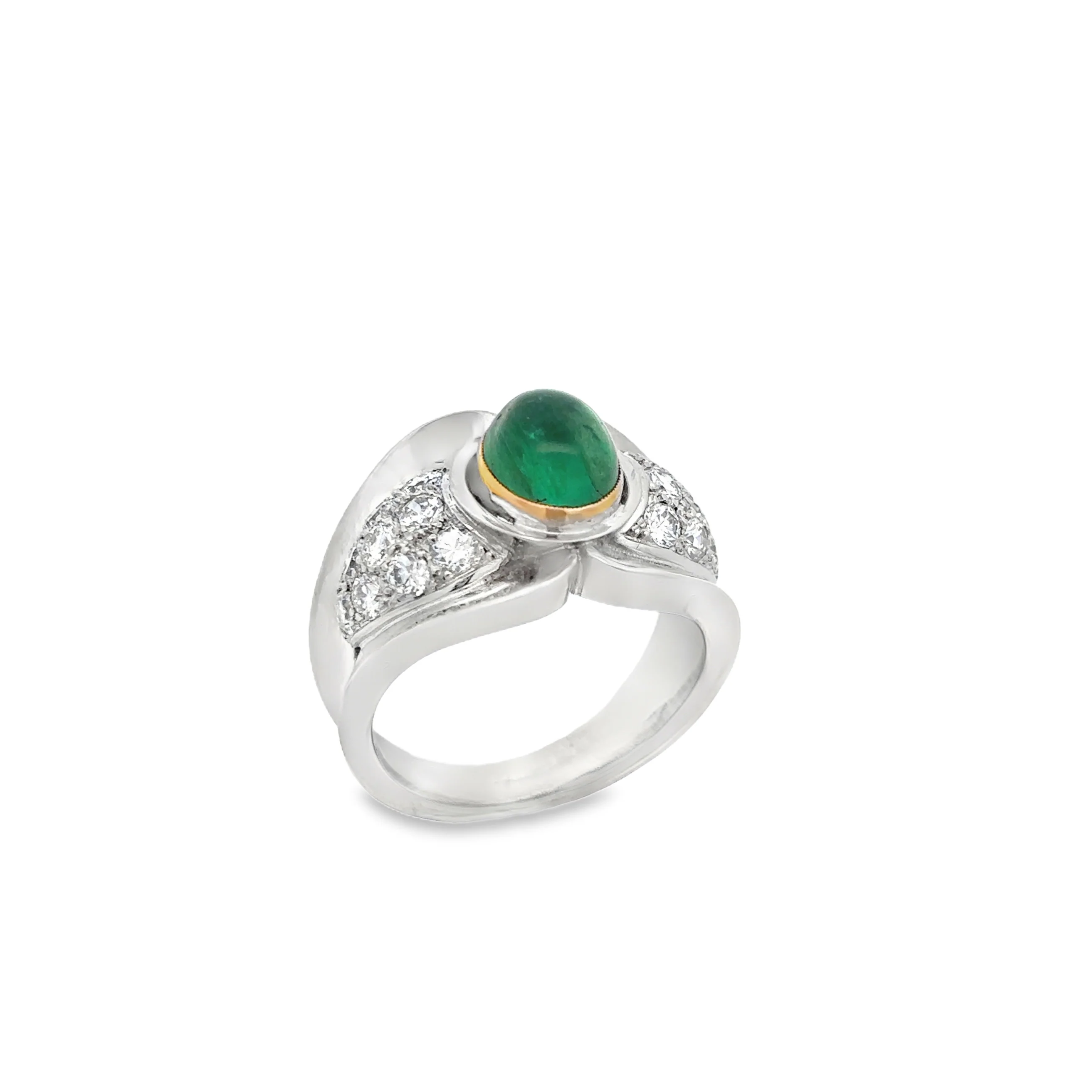 Men's Cabochon Emerald and Diamond Ring