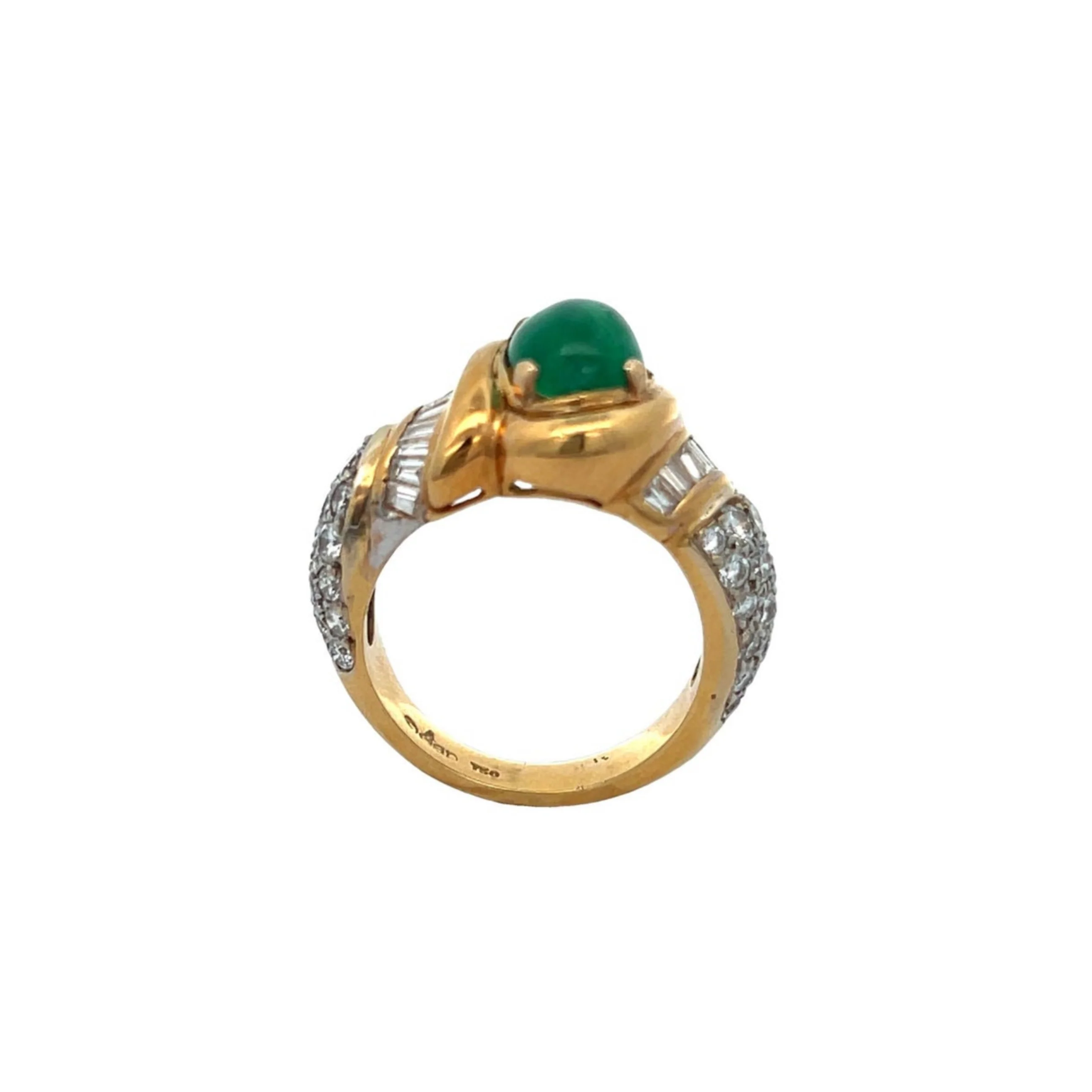 Men's Cabochon Emerald and Diamond Ring by Elan - Image 7