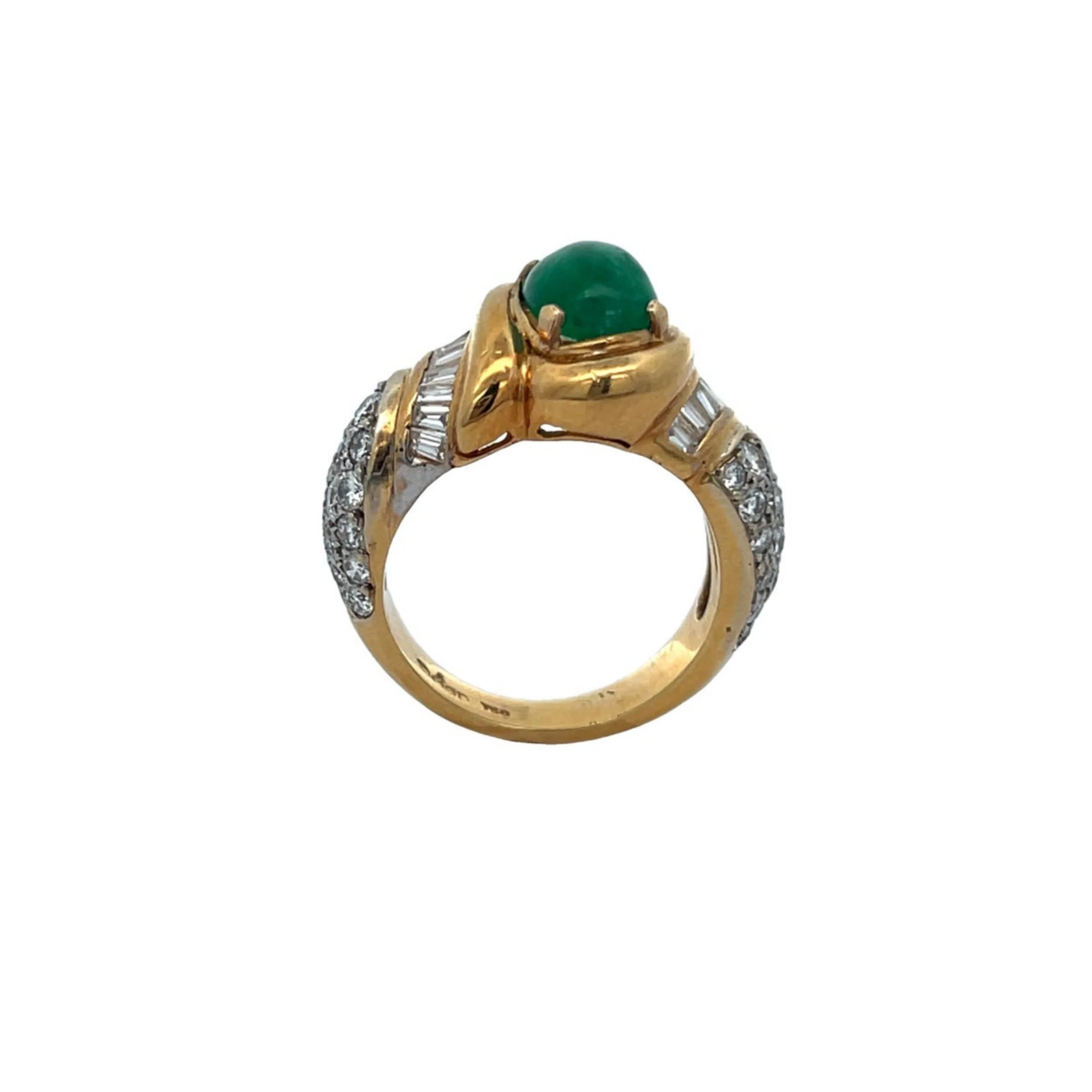Men's Cabochon Emerald and Diamond Ring by Elan - Image 8