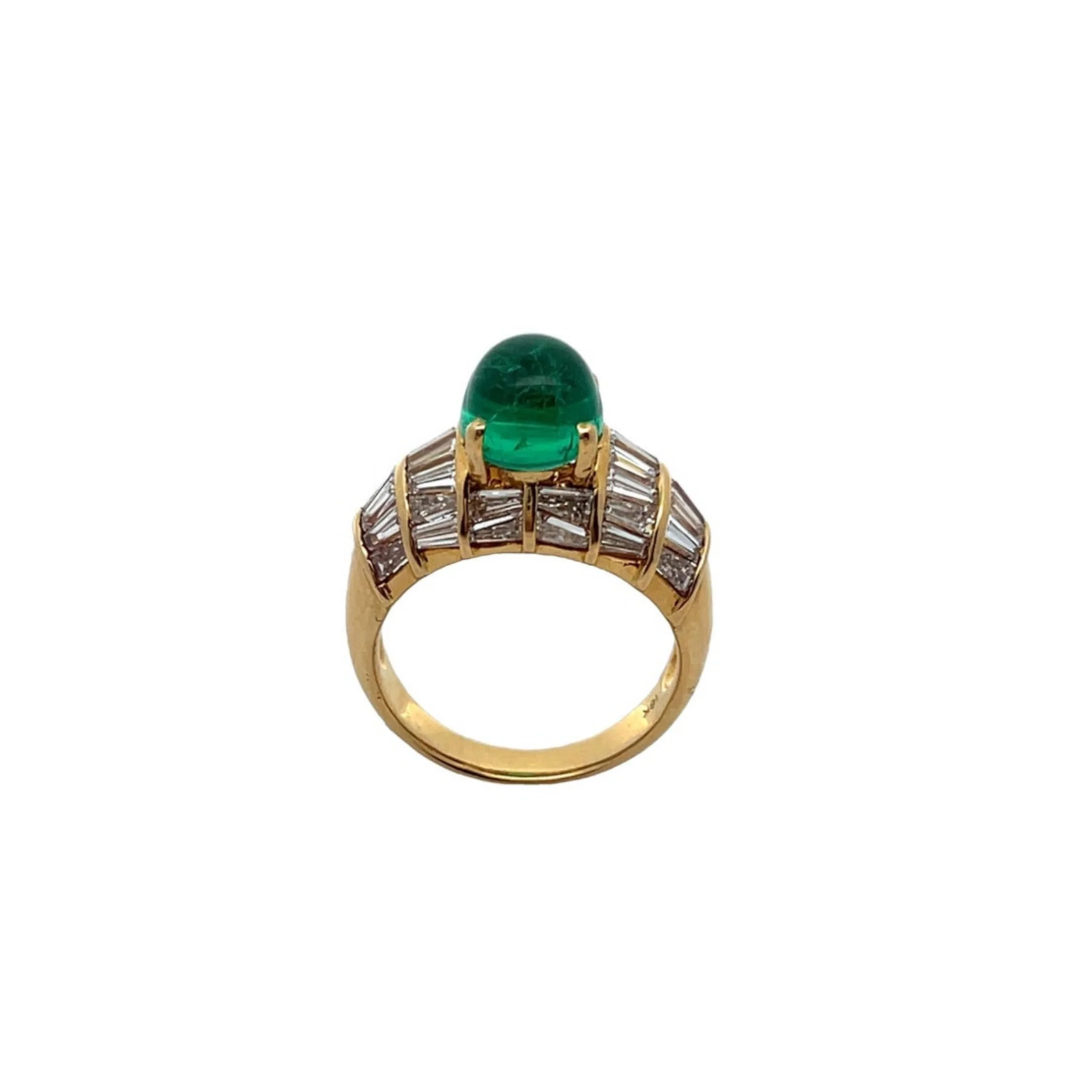 Men's Certified Colombian Cabochon Emerald and Diamond RIng - Image 6