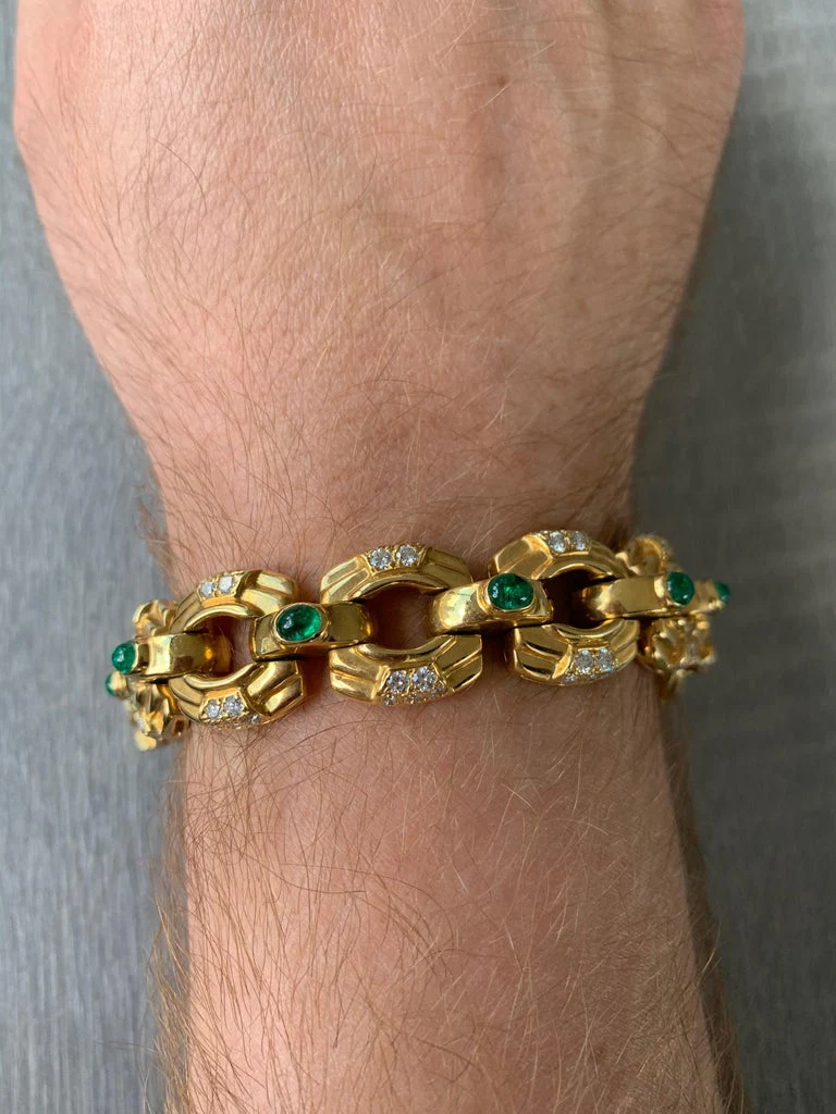 Men's Emerald and Diamond Bracelet - Image 2