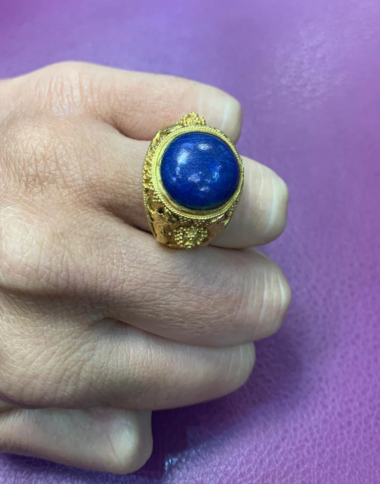 Men's Lapis Lazuli Gold Ring - Image 4