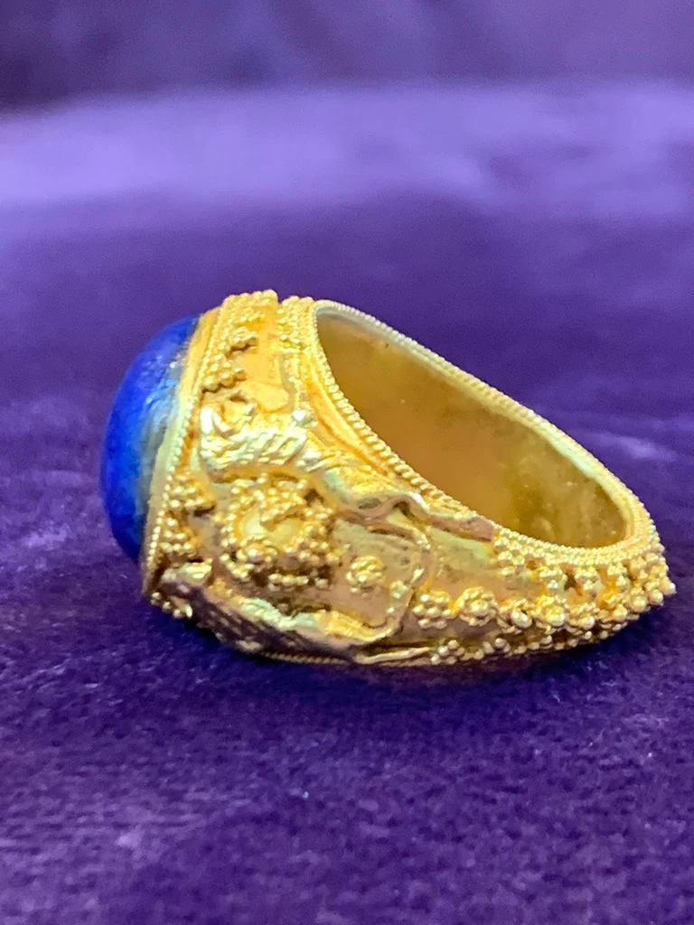 Men's Lapis Lazuli Gold Ring - Image 7