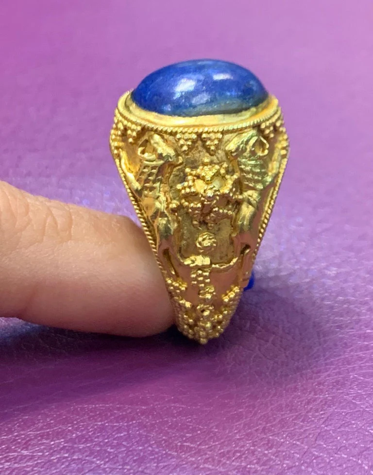 Men's Lapis Lazuli Gold Ring - Image 8