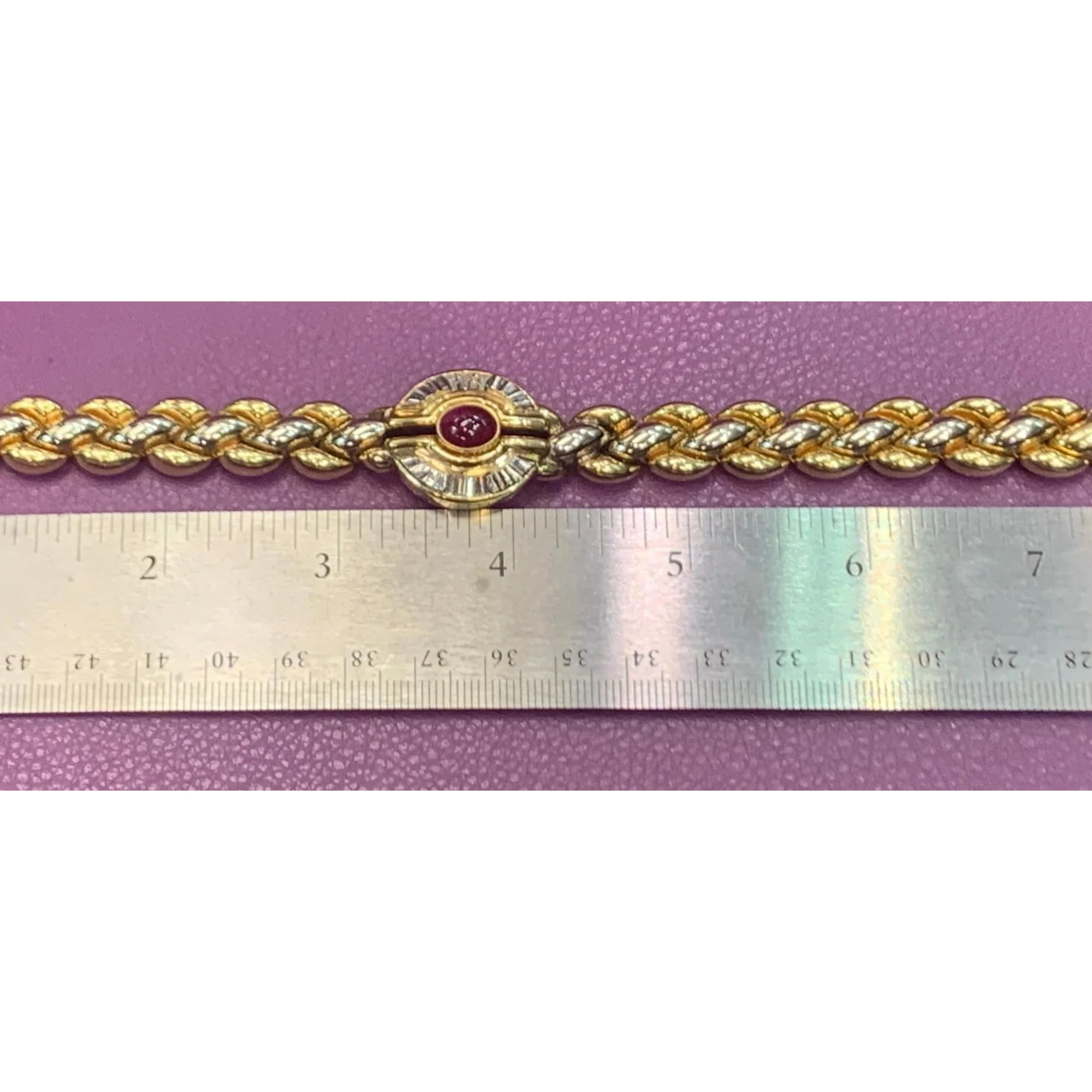 Men's Ruby and Diamond Yellow Gold Bracelet - Image 4