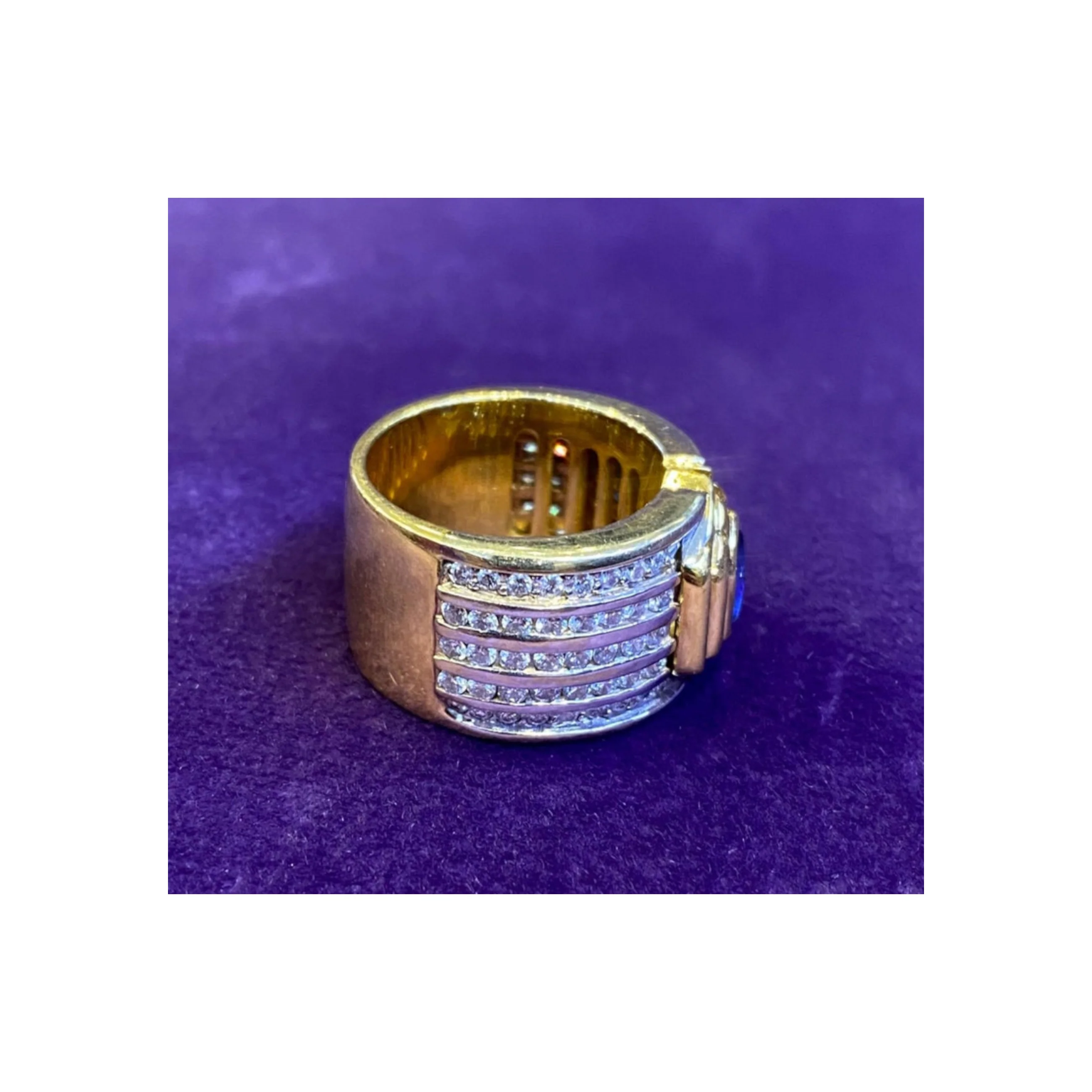 Men's Sapphire & Diamond Ring Band - Image 6