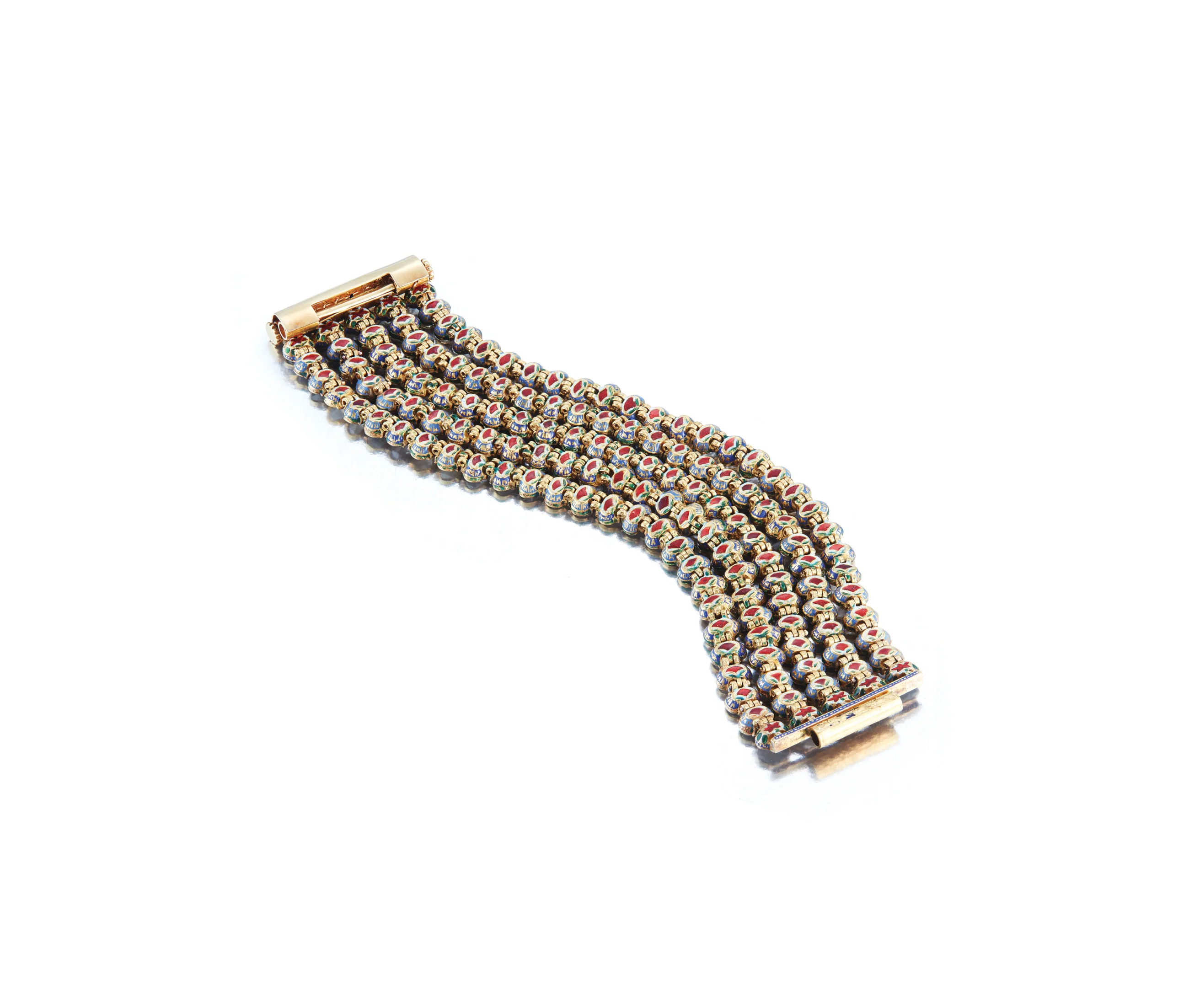 Indian Mughal Diamond and Enamel Bracelet - Image 2