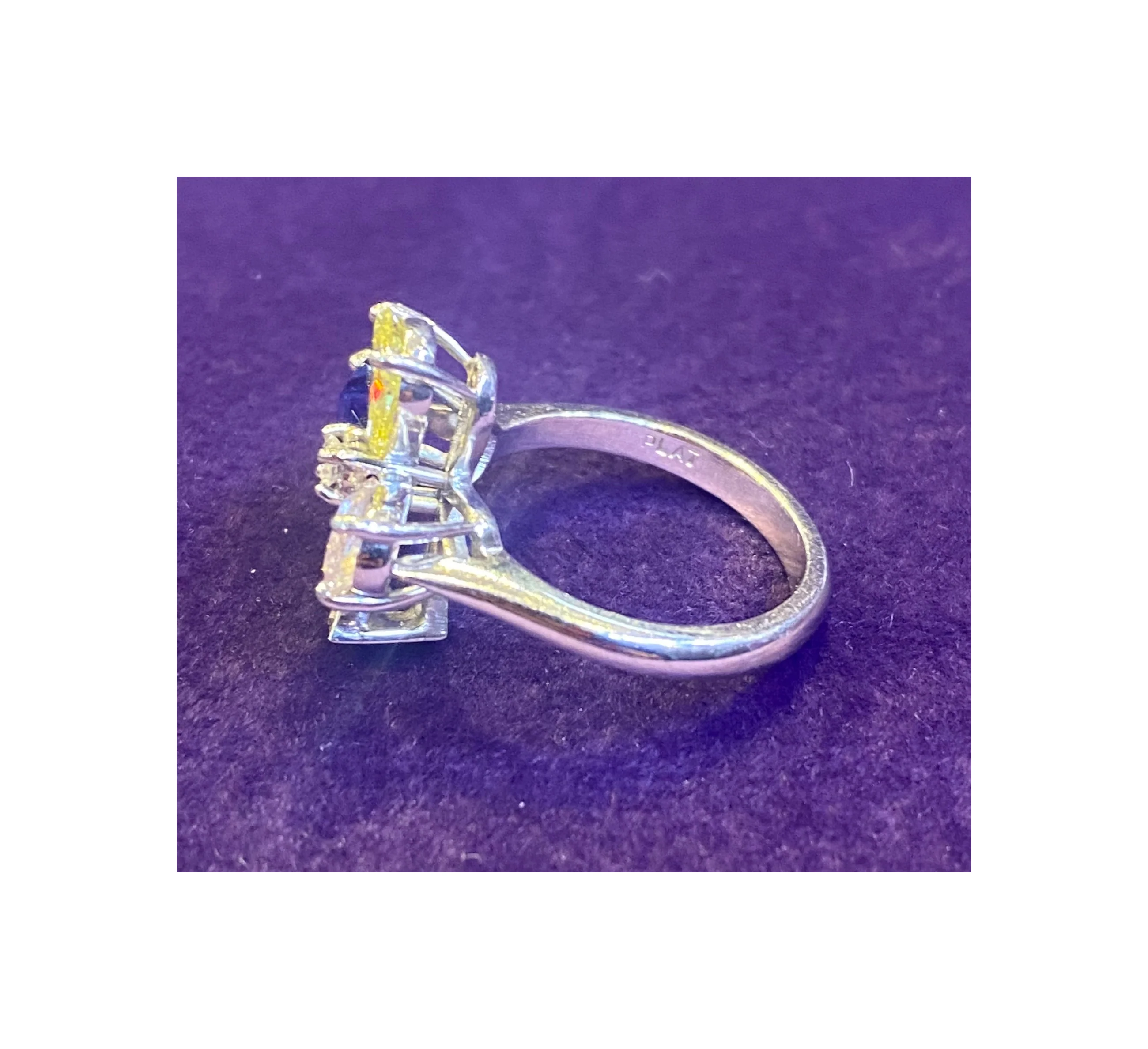 Multi Color Diamond & Sapphire Flower Ring - Image 8