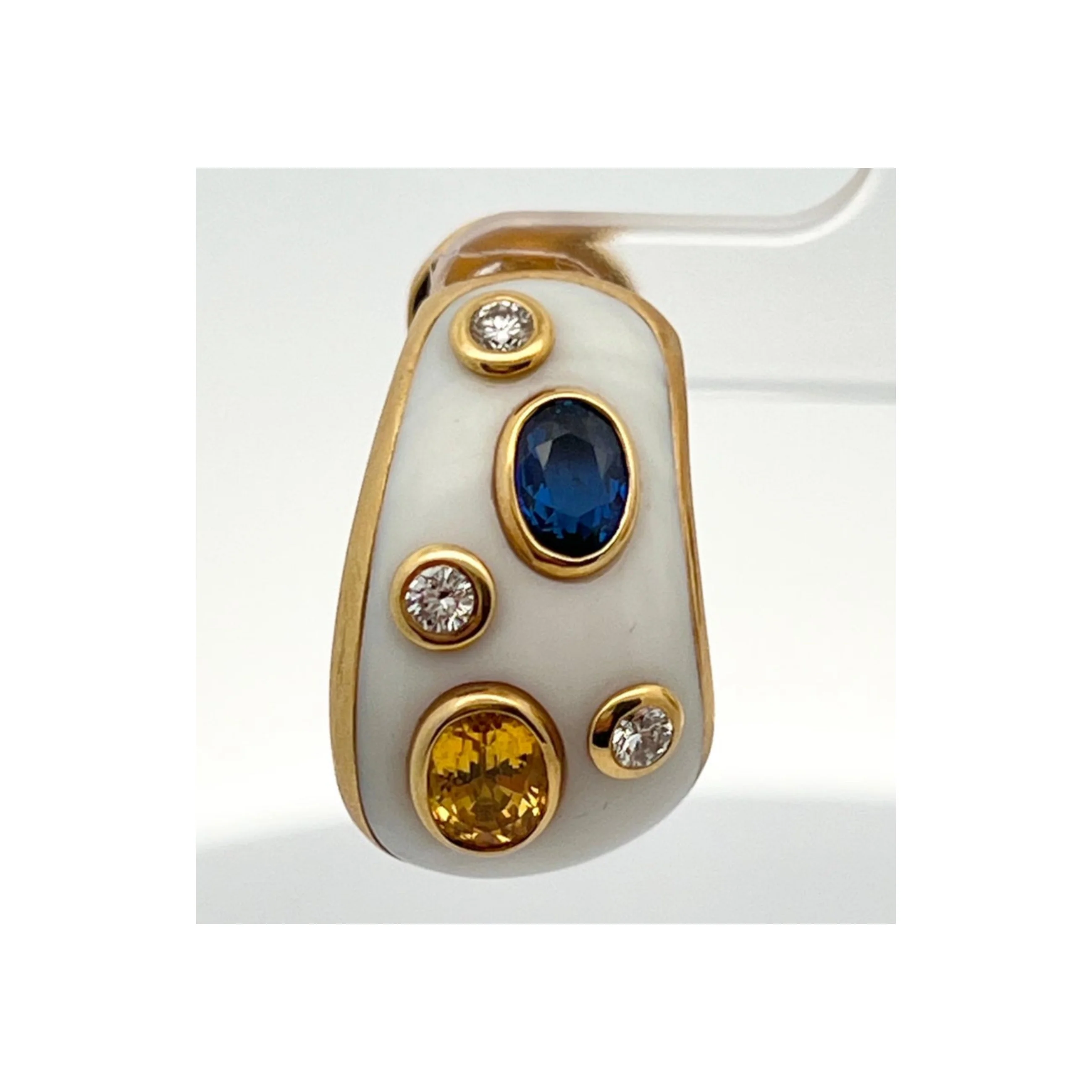 Multi-Color Sapphire Enamel Earrings - Image 8