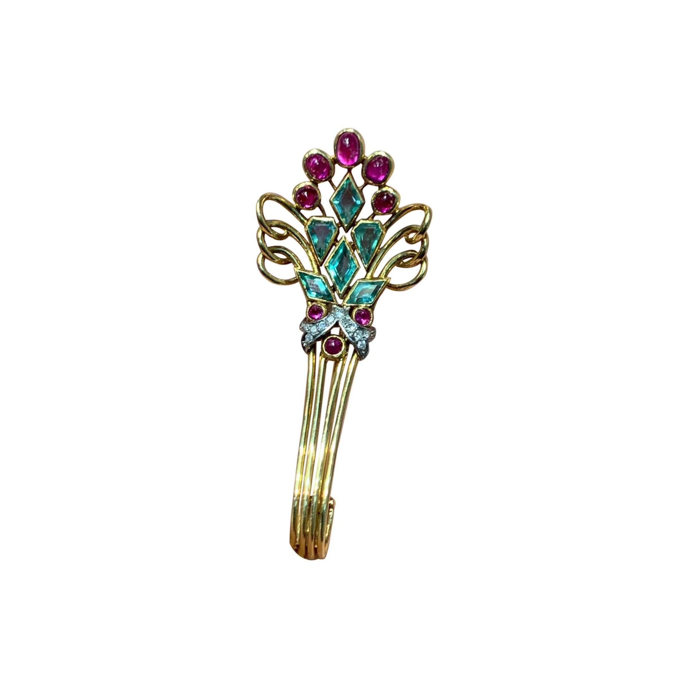 Multi Gem Art Deco Brooch