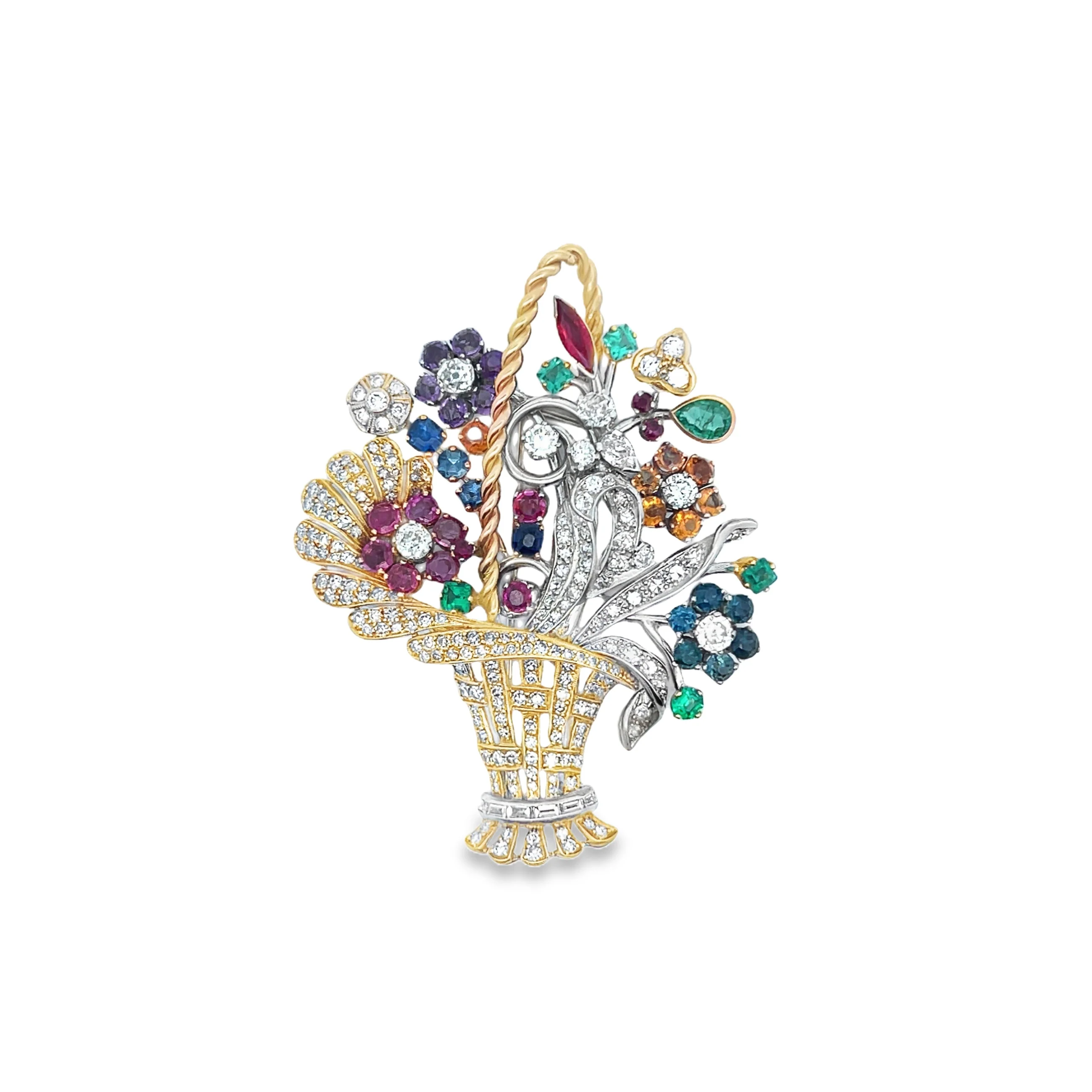 Multi Gem Bouquet Brooch