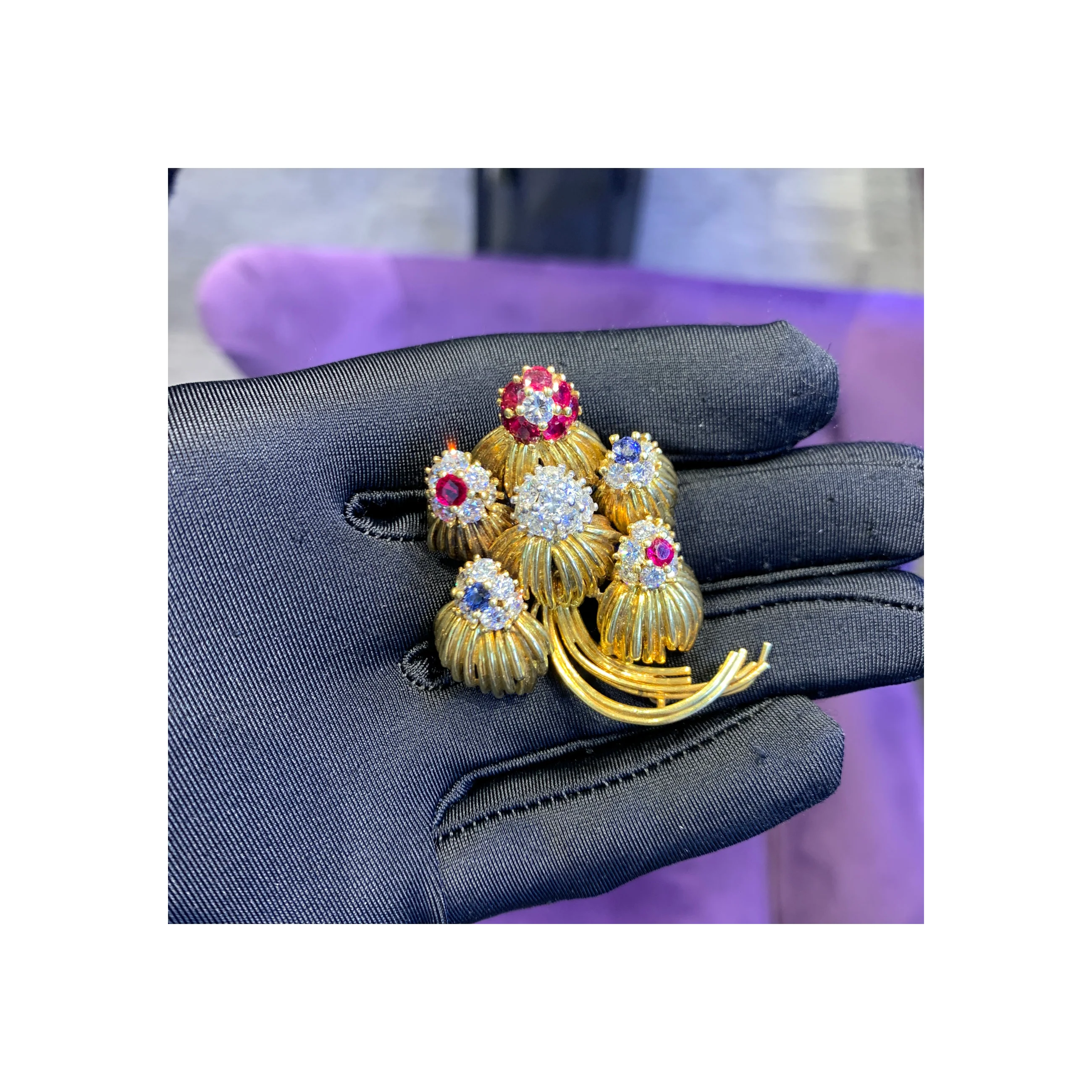 Multi Gem Floral Brooch - Image 2