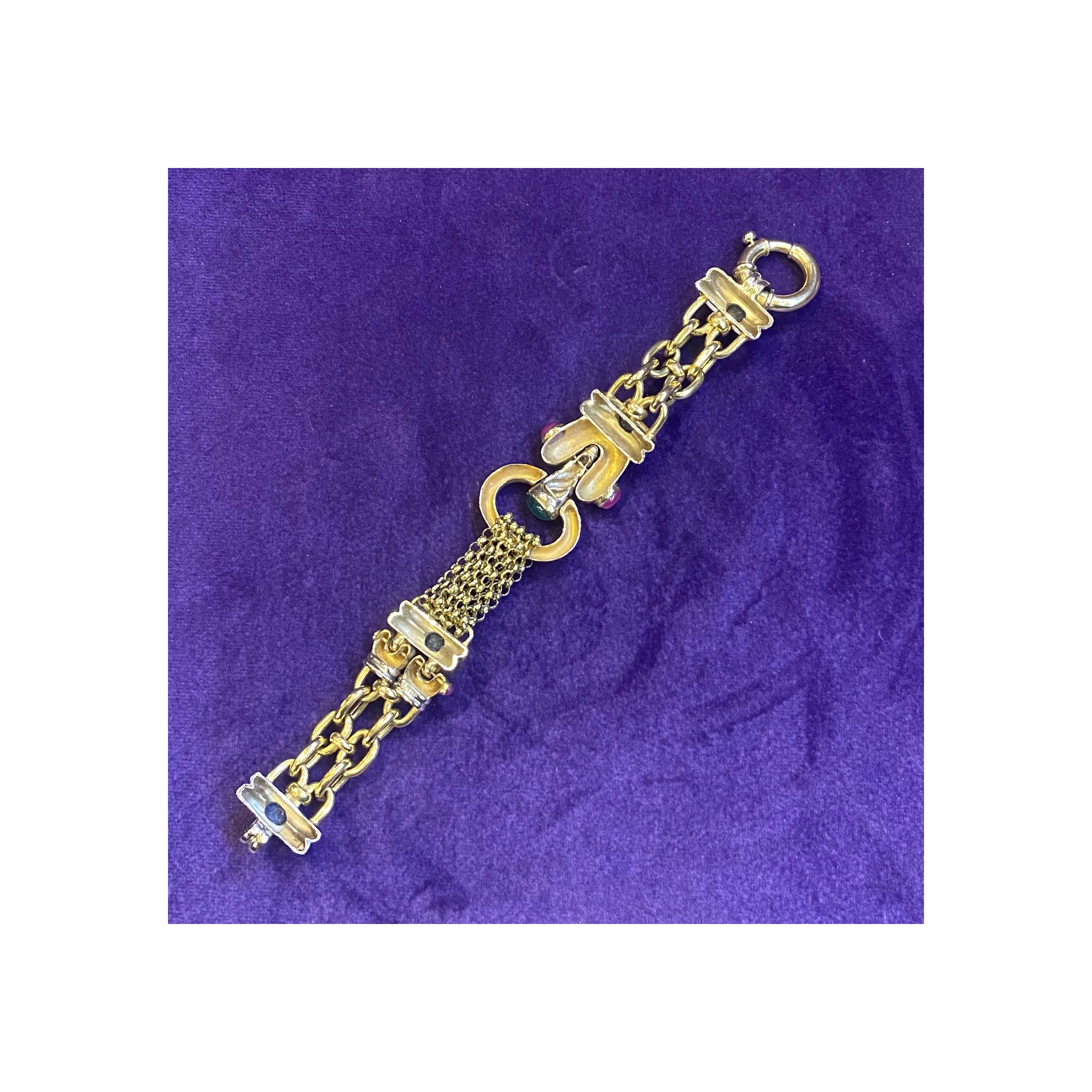 Multi Gem Gold Link Bracelet - Image 5