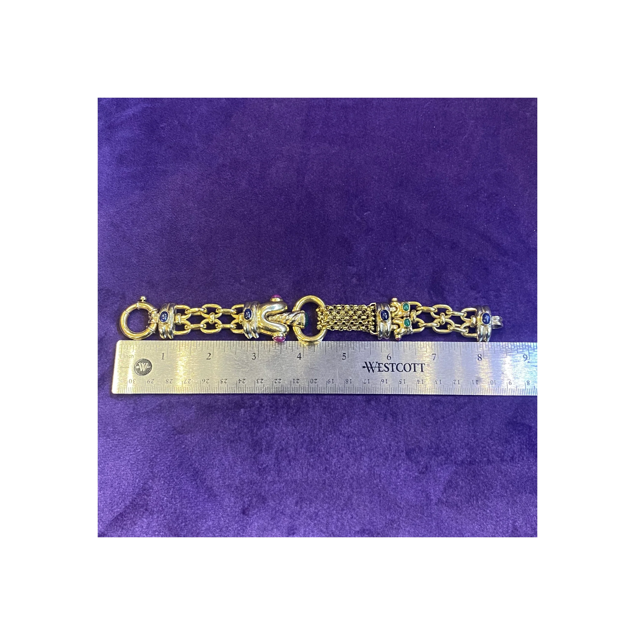 Multi Gem Gold Link Bracelet - Image 7