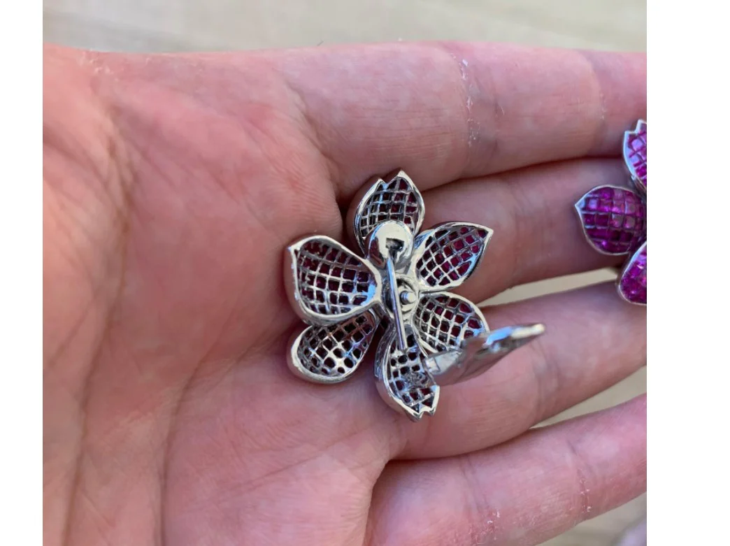 Mystery Set Ruby Flower Earrings - Image 3