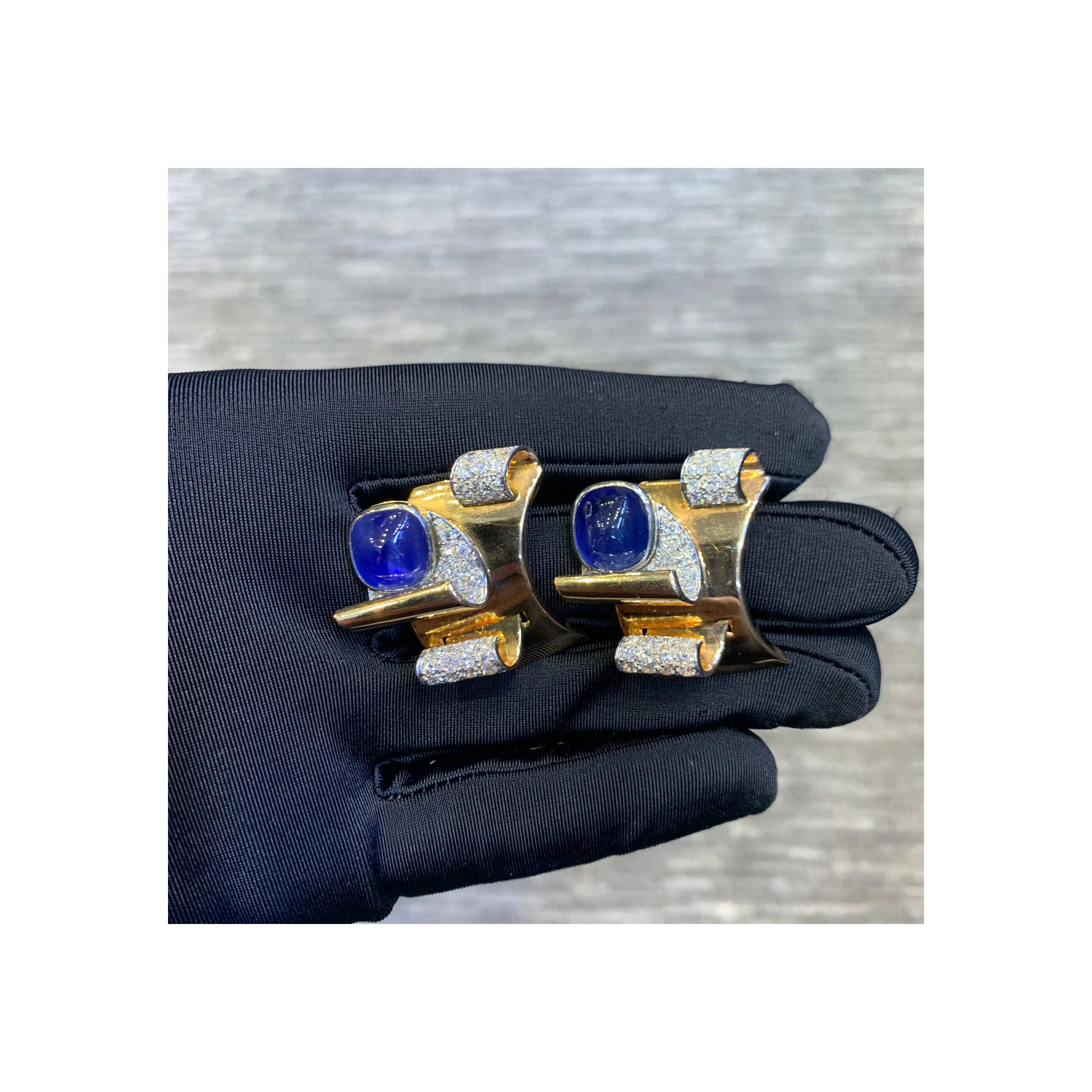 Natural Burmese Sapphire French Double Clip Retro Bangle Bracelet - Image 12