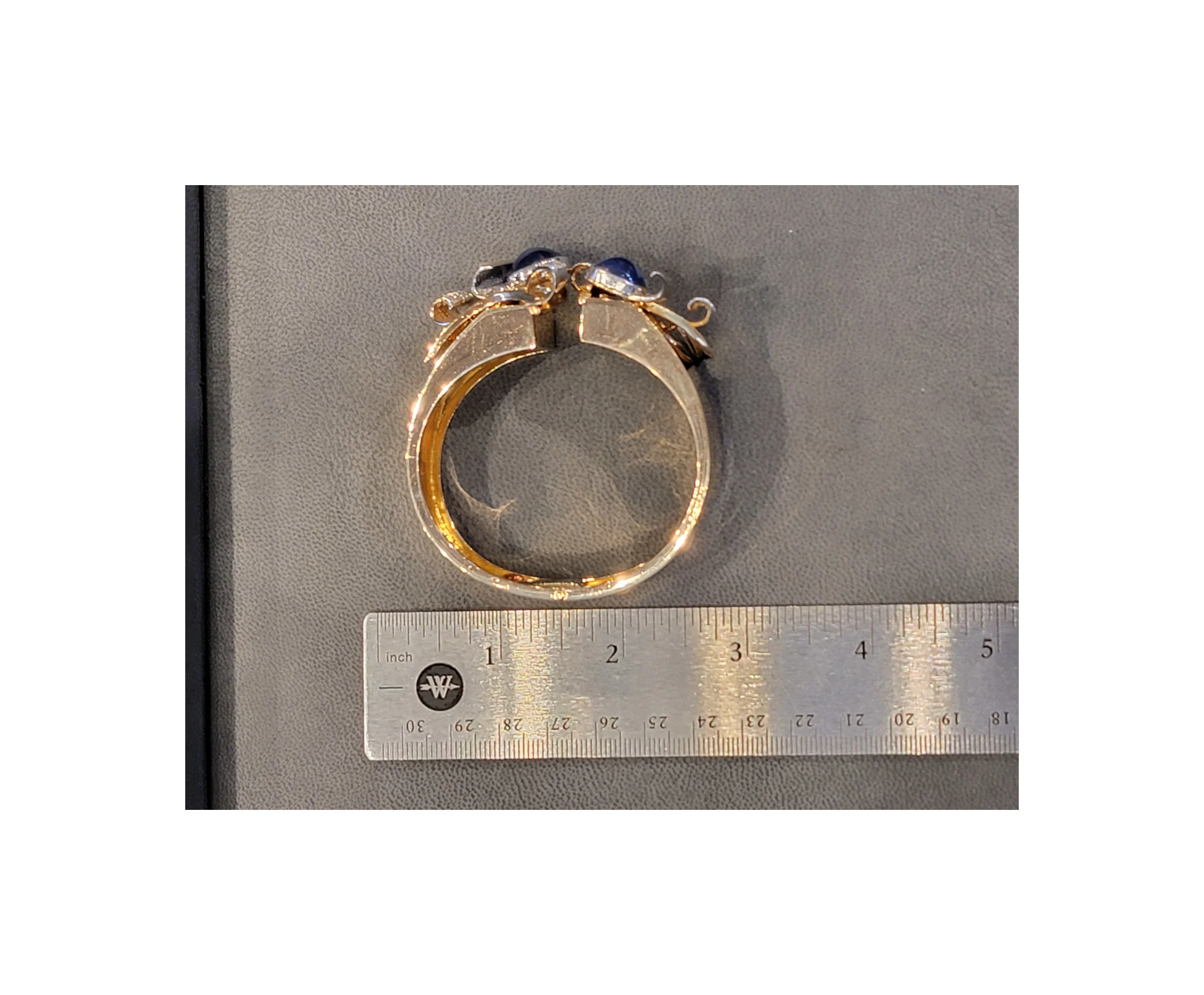 Natural Burmese Sapphire French Double Clip Retro Bangle Bracelet - Image 16