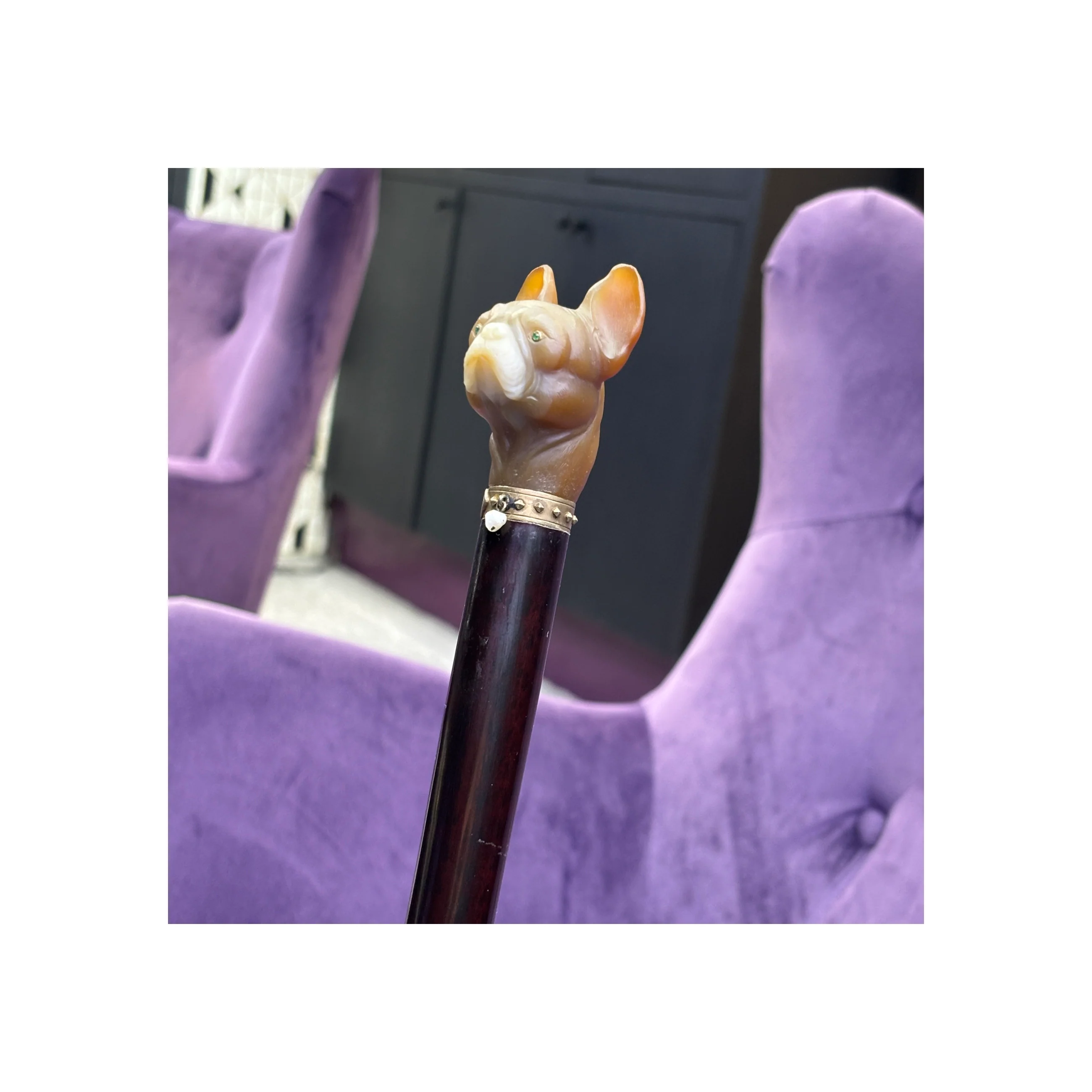Cartier Agate And Pearl Bulldog Cane - Image 17
