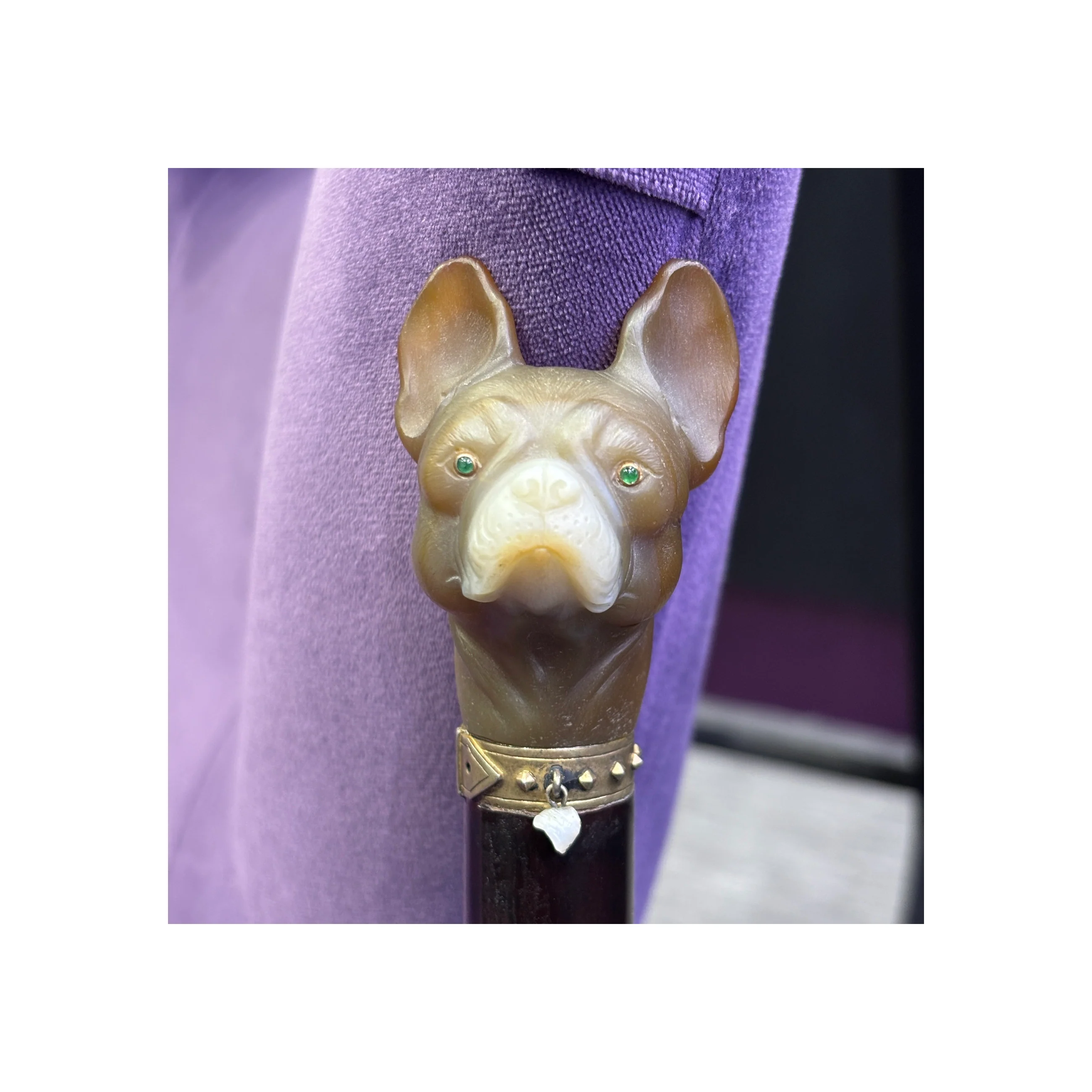 Cartier Agate And Pearl Bulldog Cane - Image 5