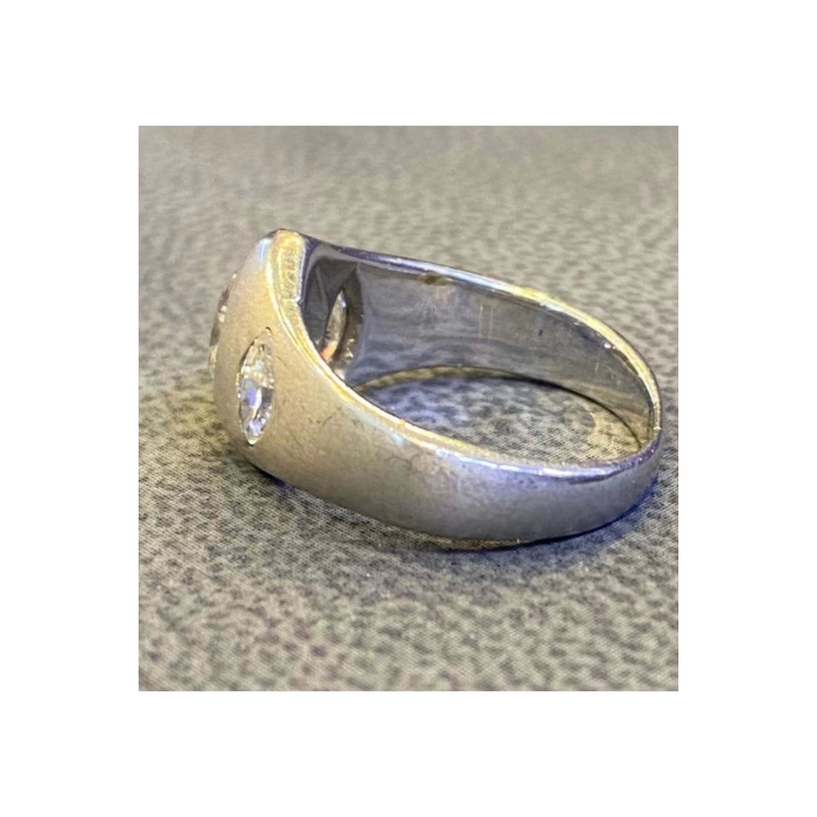 &nbsp;Men's Three Stone Marquise Cut Diamond Ring. - Image 8