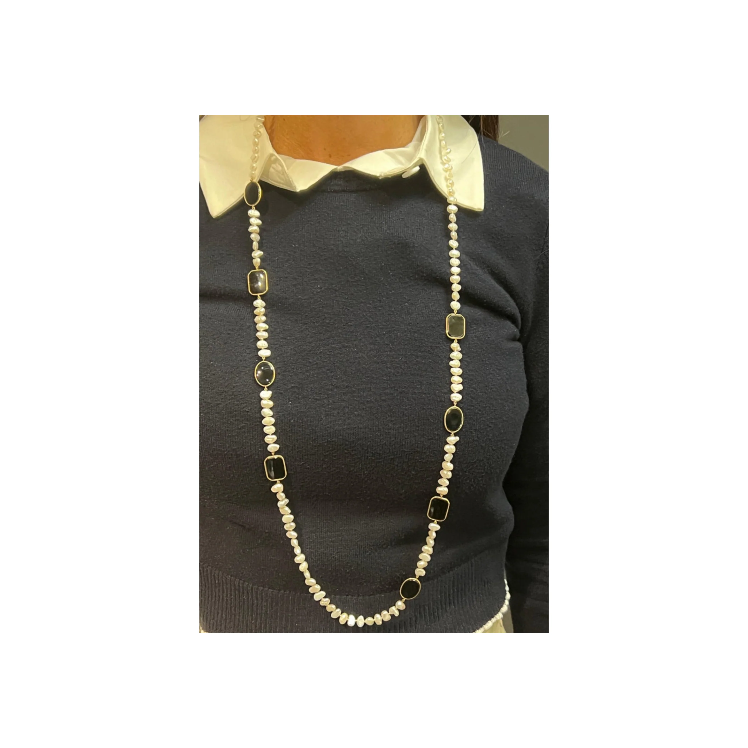 Onyx and Pearl Necklace - Image 2