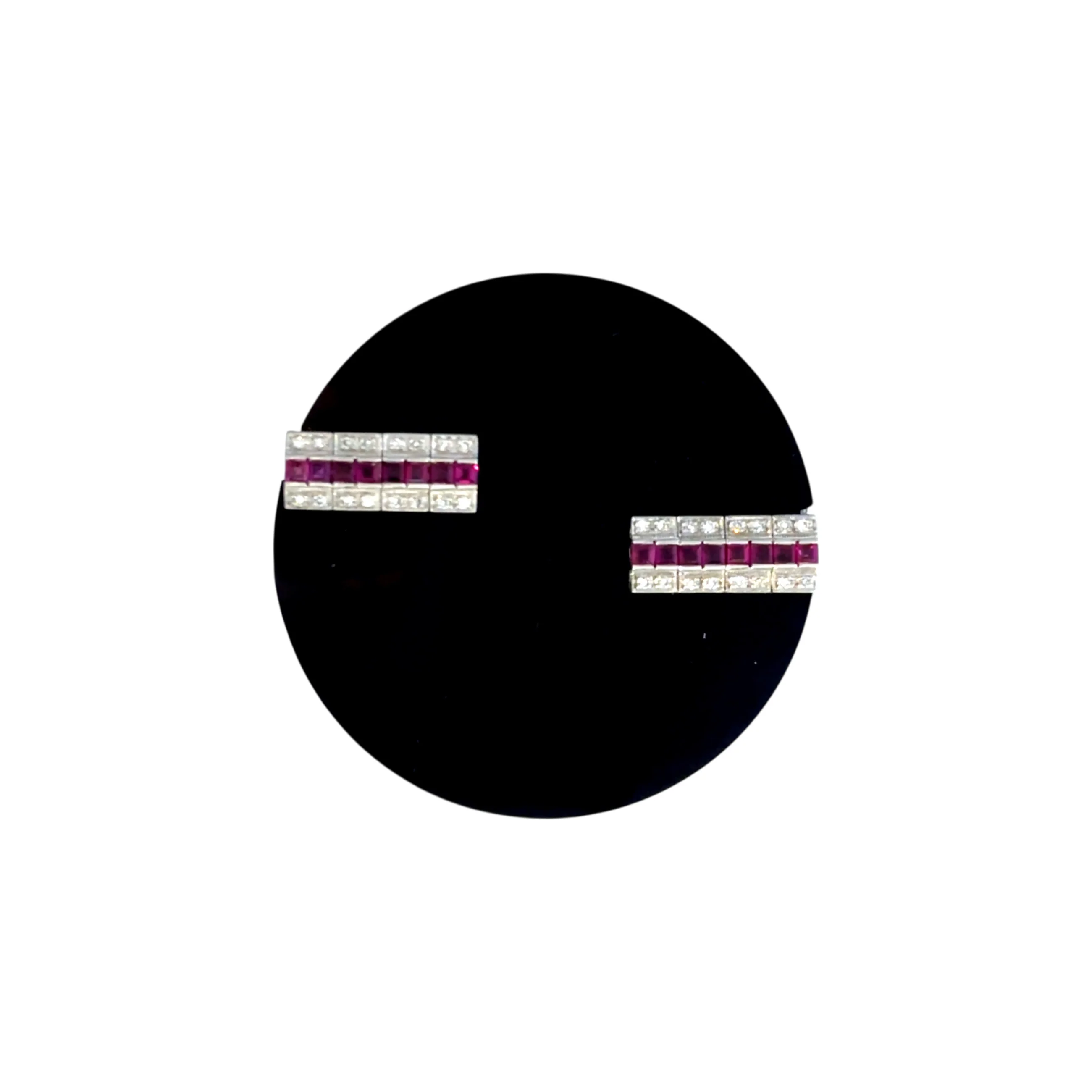Onyx Ruby and Diamond Brooch