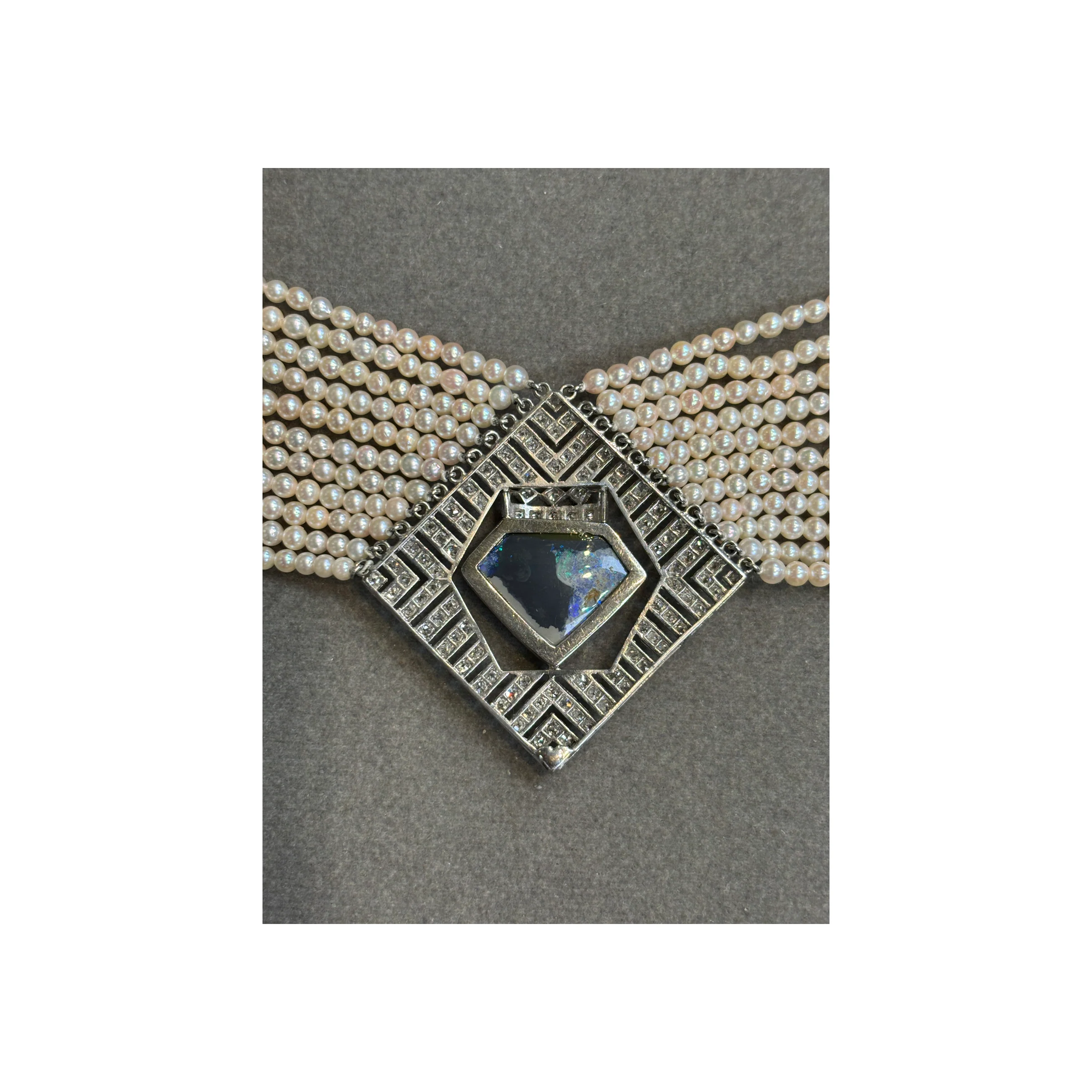 Opal Pearl and Diamond Choker Necklace - Image 6