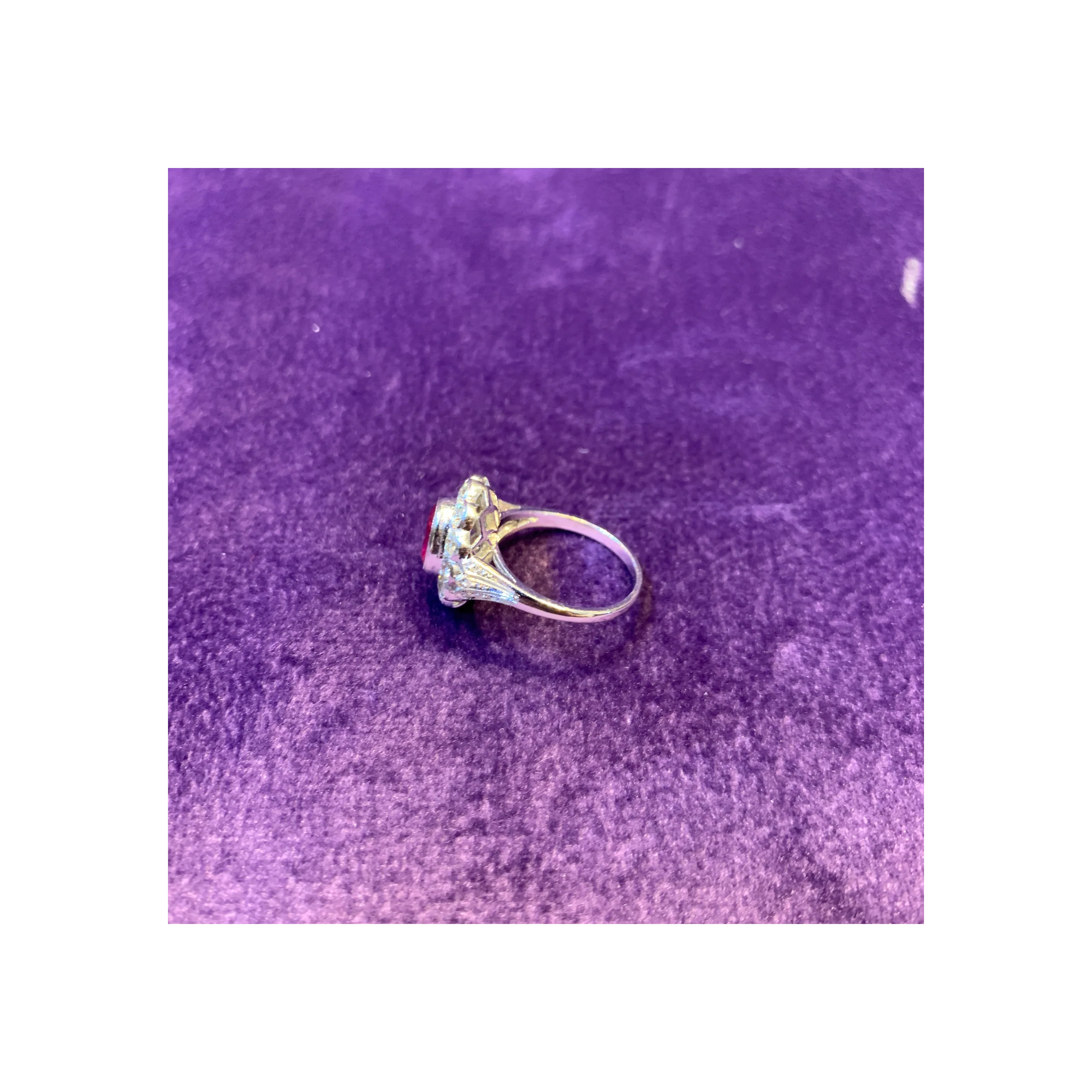 Oval Cut Rubellite & Diamond Flower Ring - Image 5